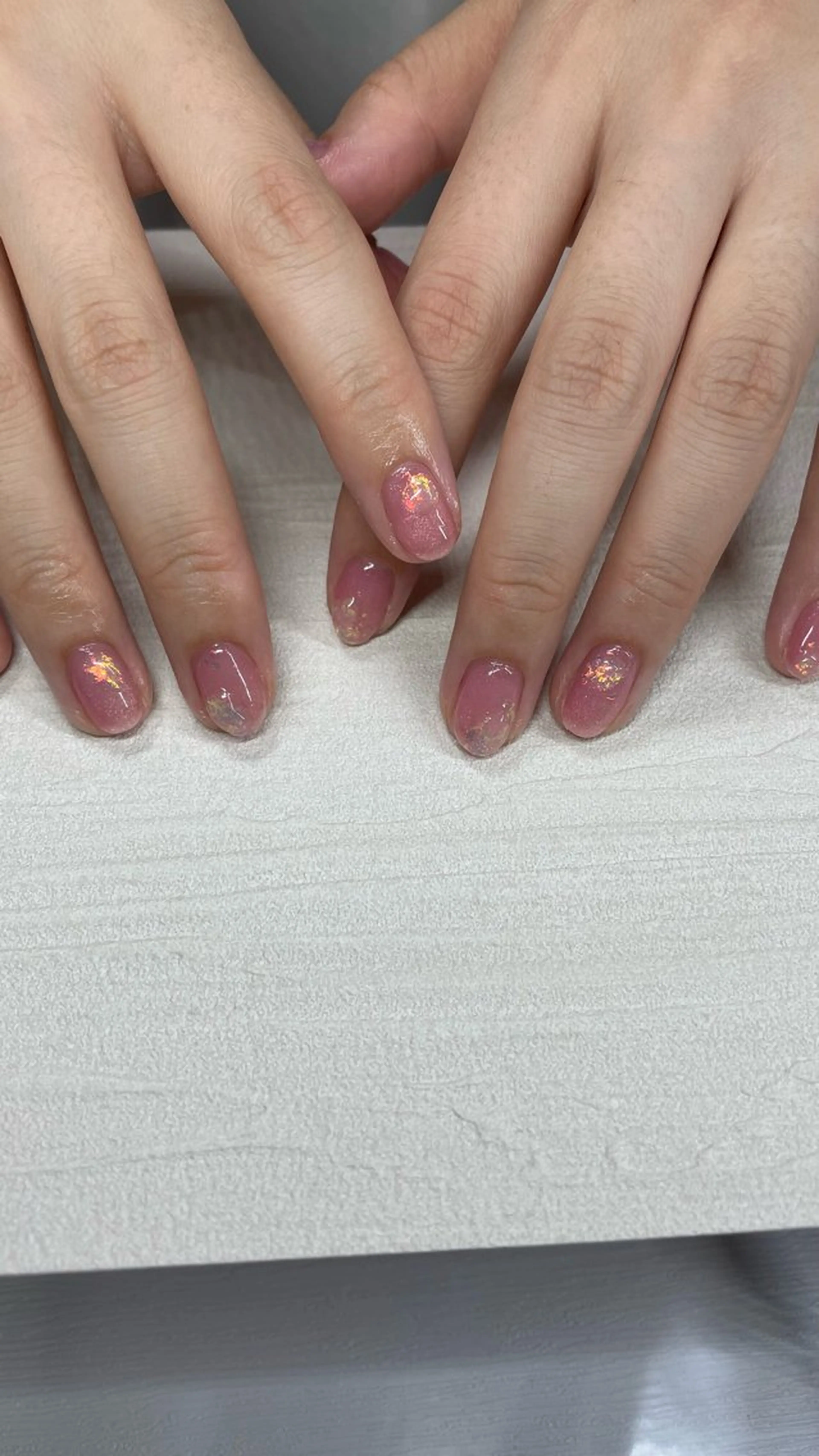 ネイル 氷ネイル・うるうるネイル ピンク ハンドネイル フィルイン･パラジェル導入サロン ehre(エーレ)所属・ehre haruhoのネイルデザイン