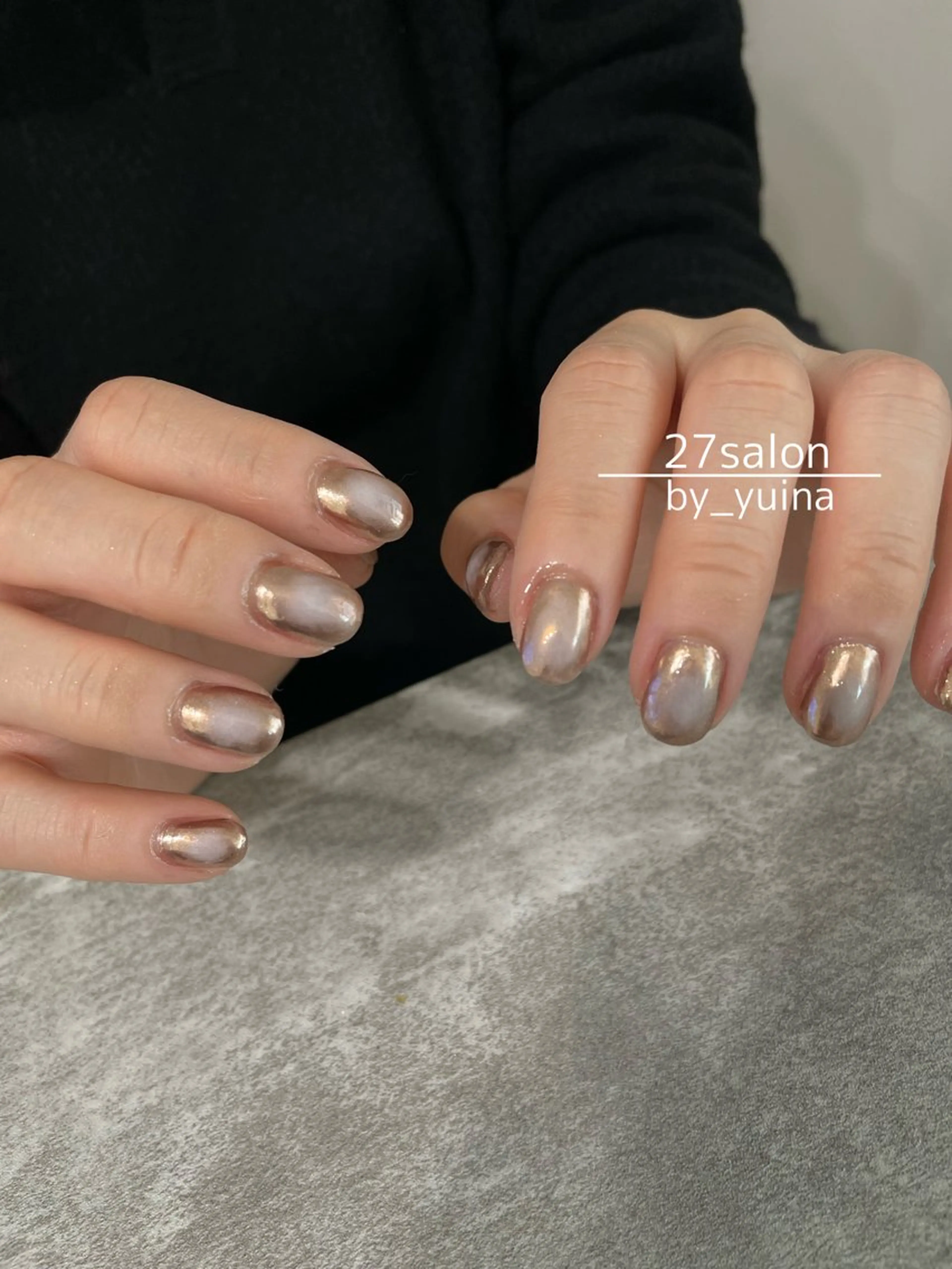ネイル チークネイル ミラーネイル ハンドネイル 27salon yuinaのネイルデザイン