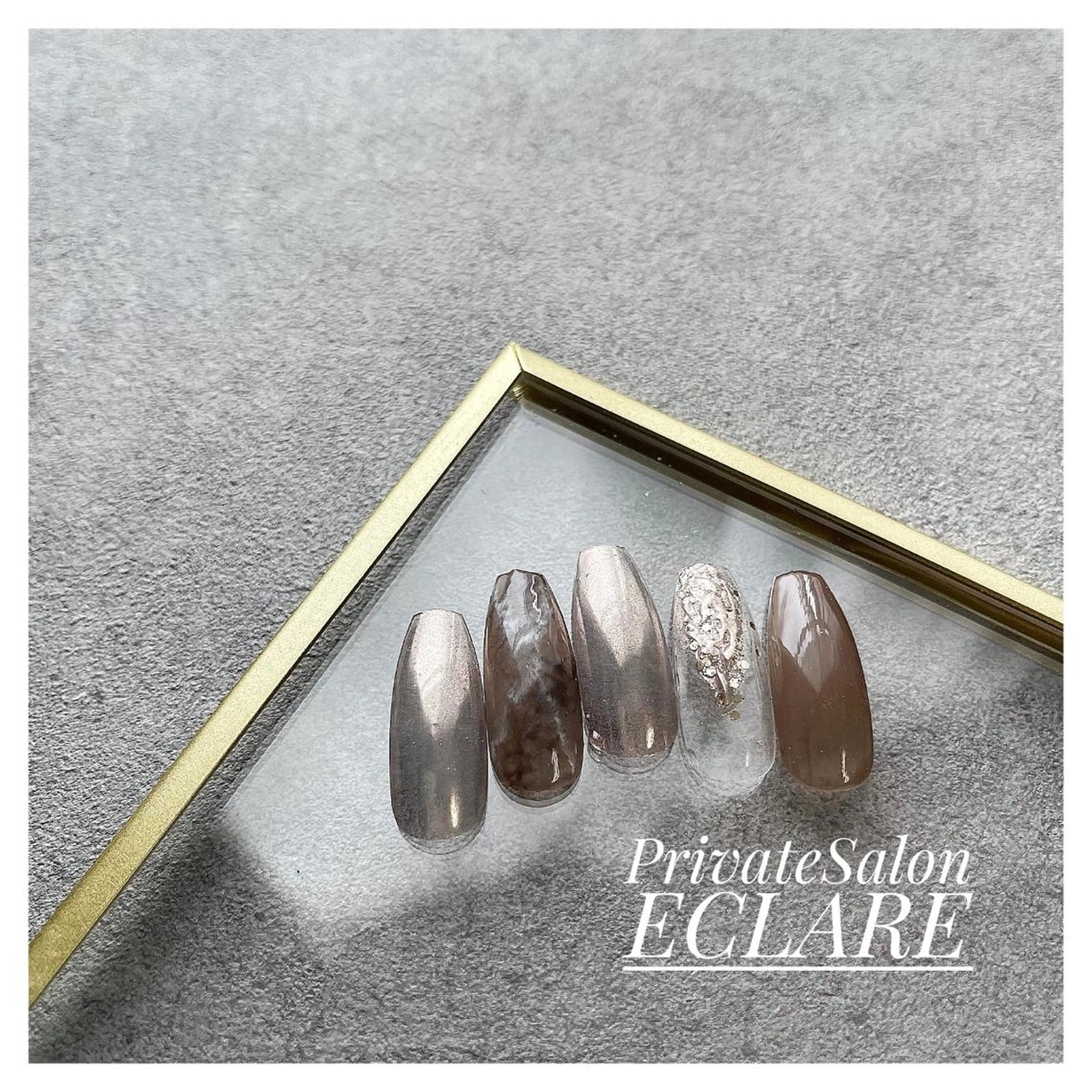 ネイル アートネイル ブラウン フットネイル フレンチネイル ジェルネイル Nail Salon ECLAREのネイルデザイン