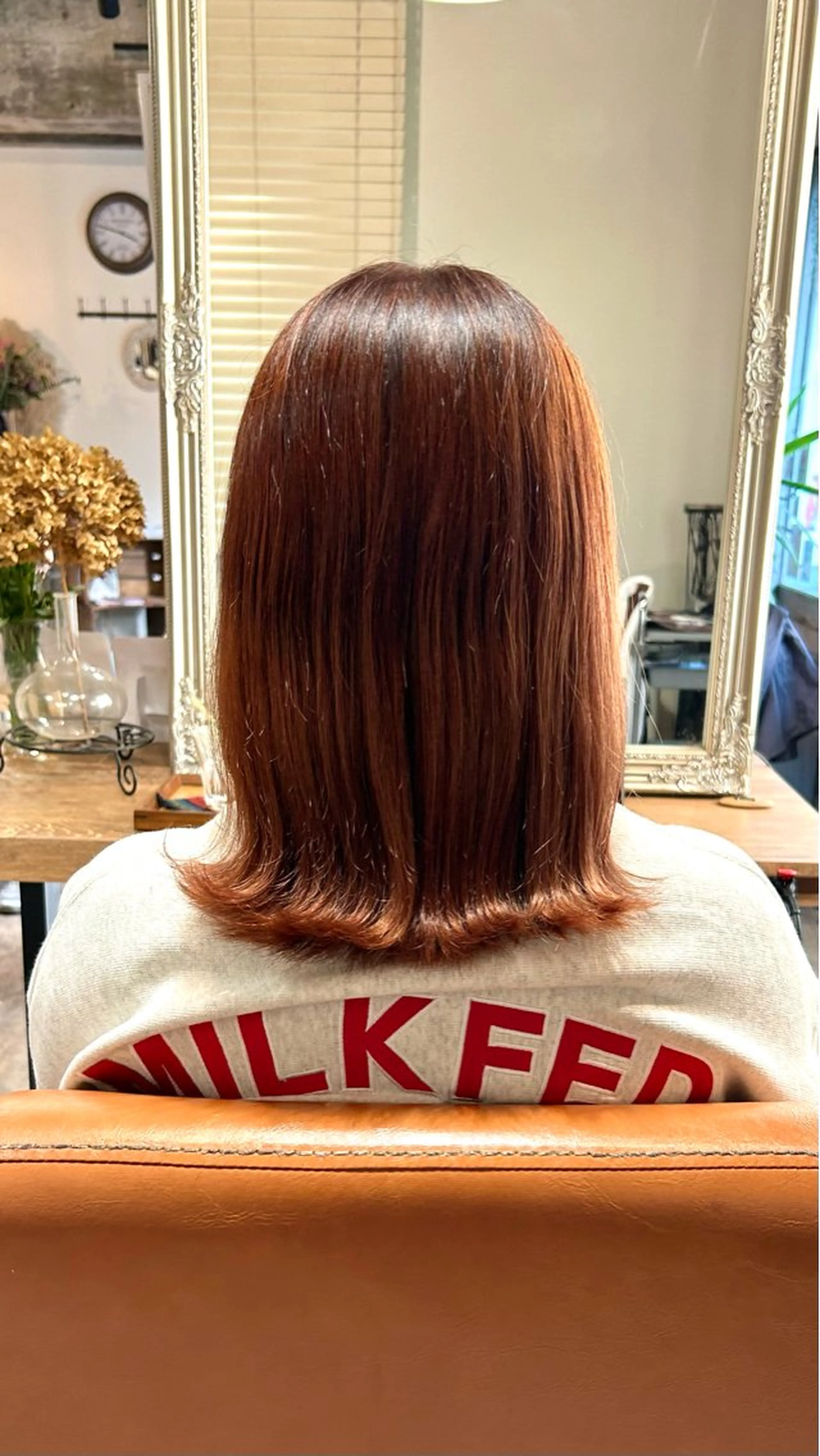 ミディアム カラー ブラウンカラー オレンジ オレンジブラウン hair design HARE所属・HARE nene🐿🍡のヘアスタイル