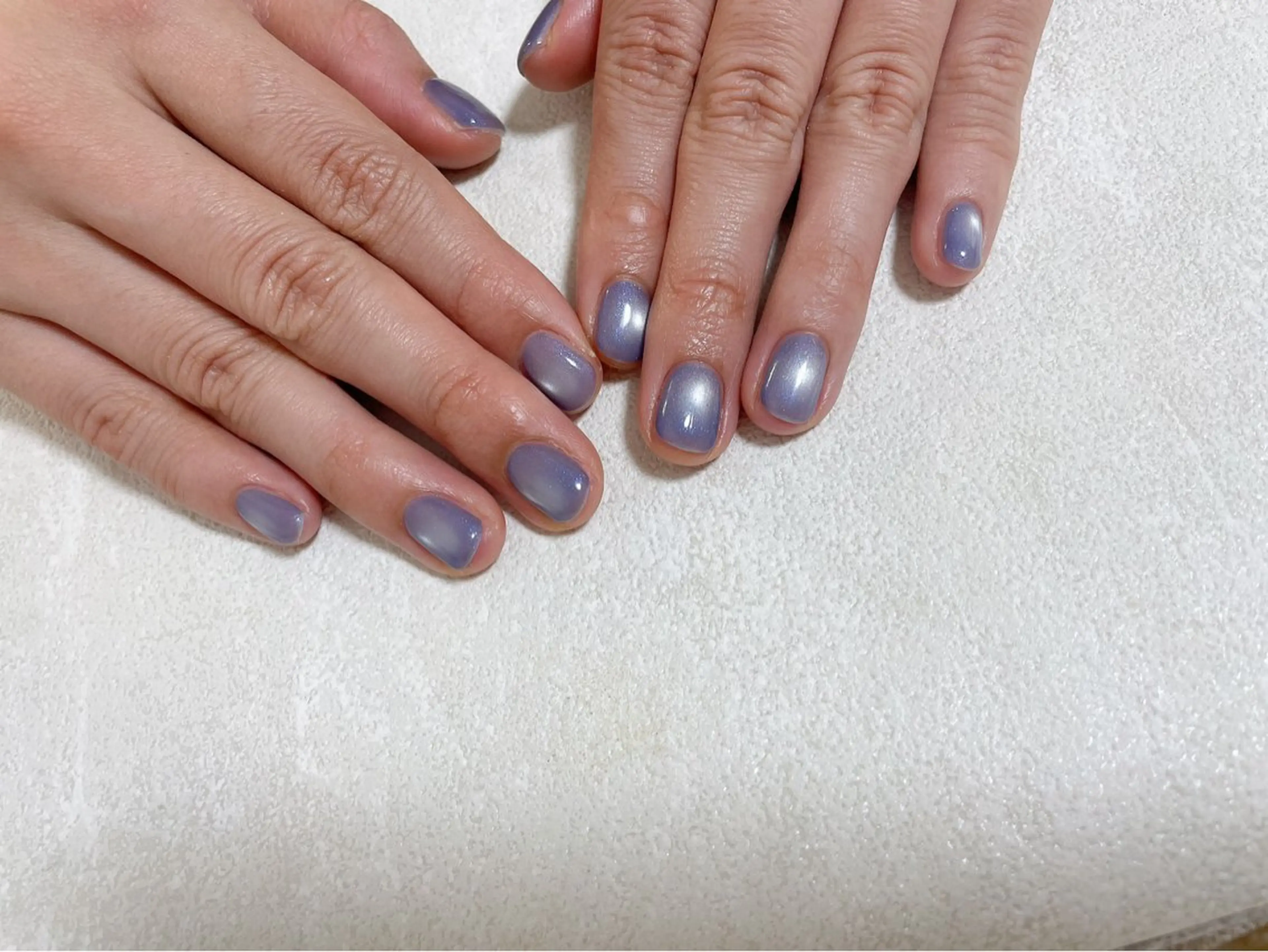 ネイル オーロラネイル ブルー フットネイル フレンチネイル ジェルネイル kiki nail たまプラーザのネイルデザイン