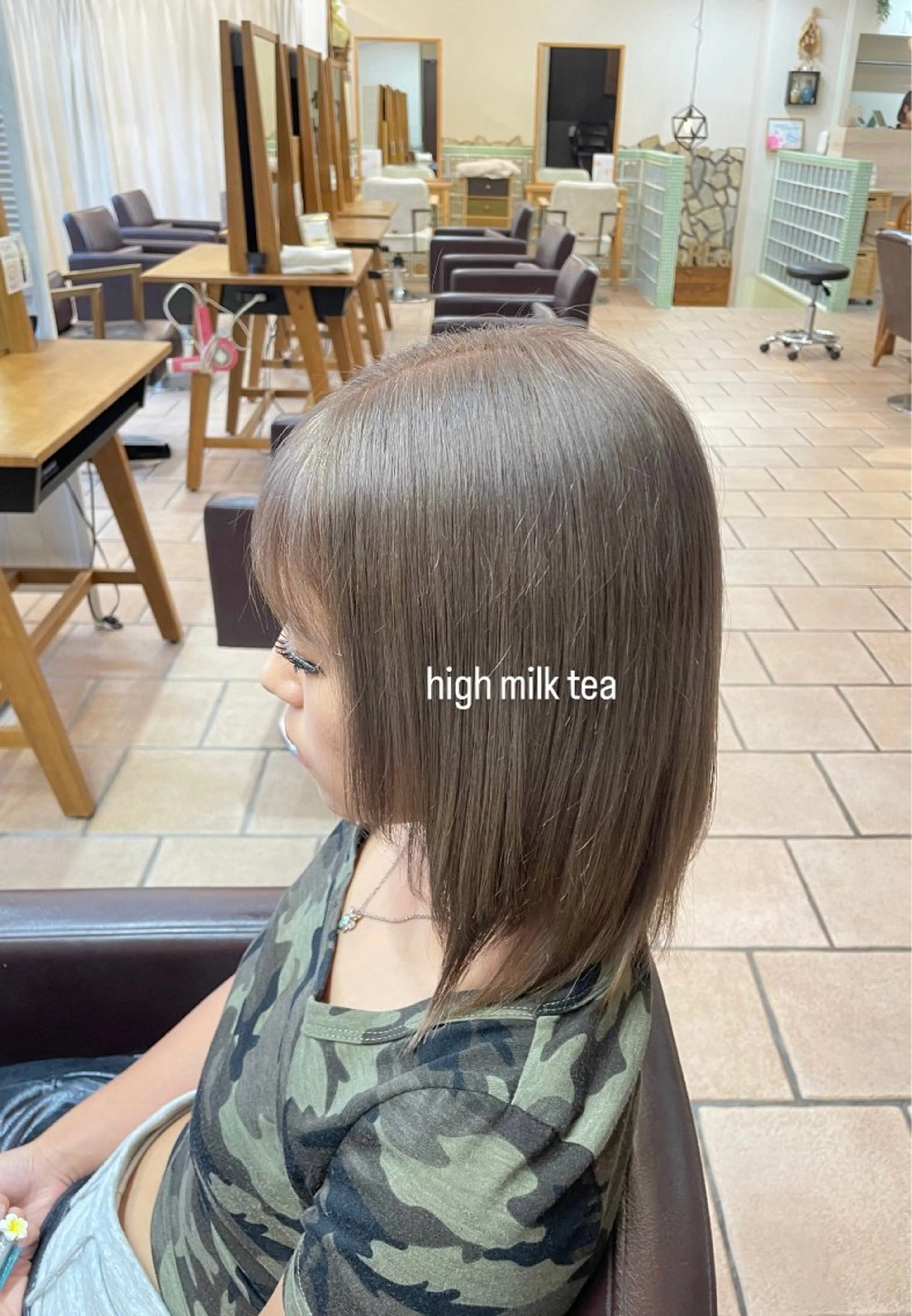 ミディアム カラー ヘアカラー トリートメント 石上 遥楓のヘアスタイル
