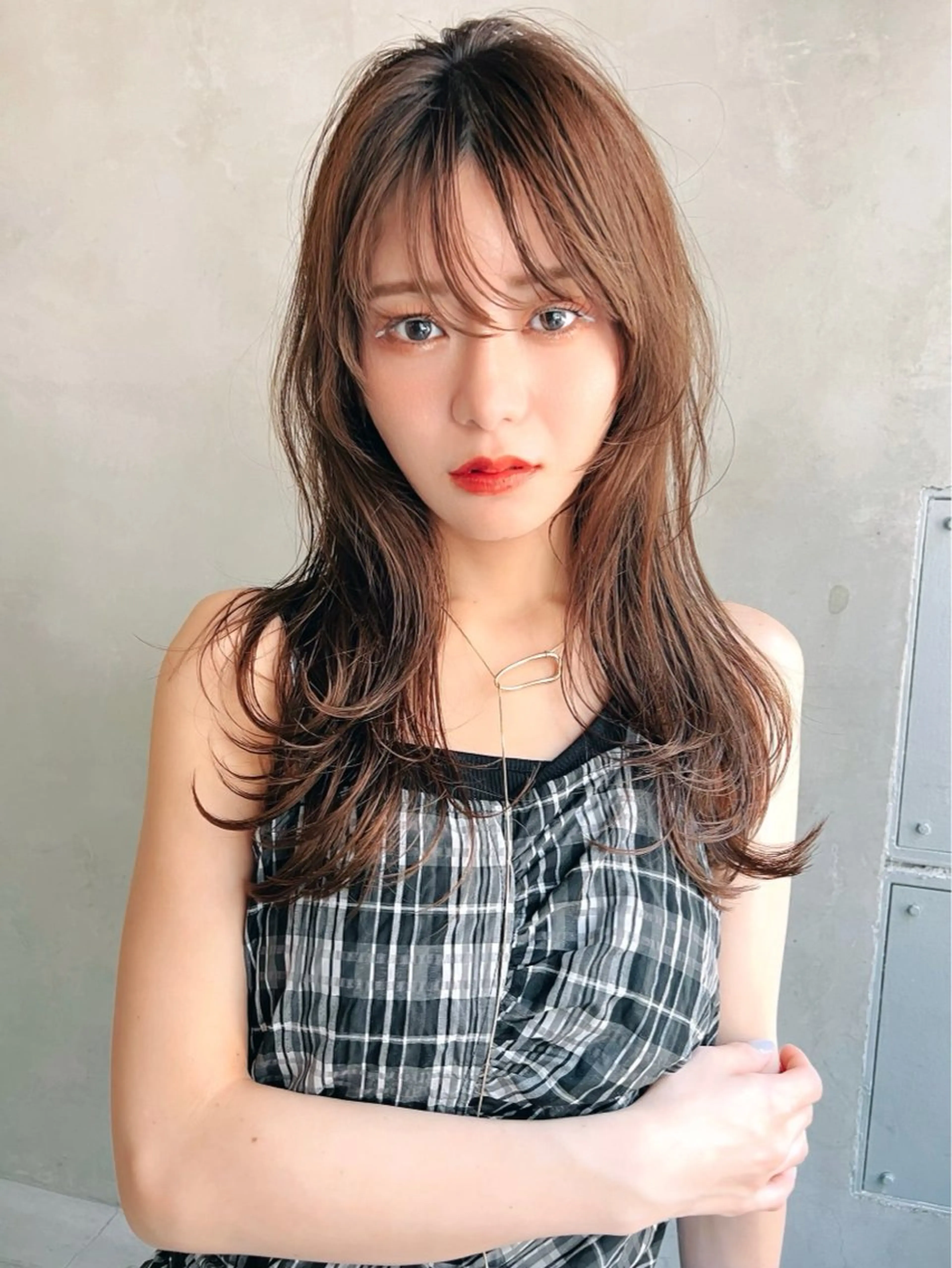 セミロング カラー パーマ セミロングパーマ レイヤーカット メンズ🙆 レディース美髪✨のヘアスタイル