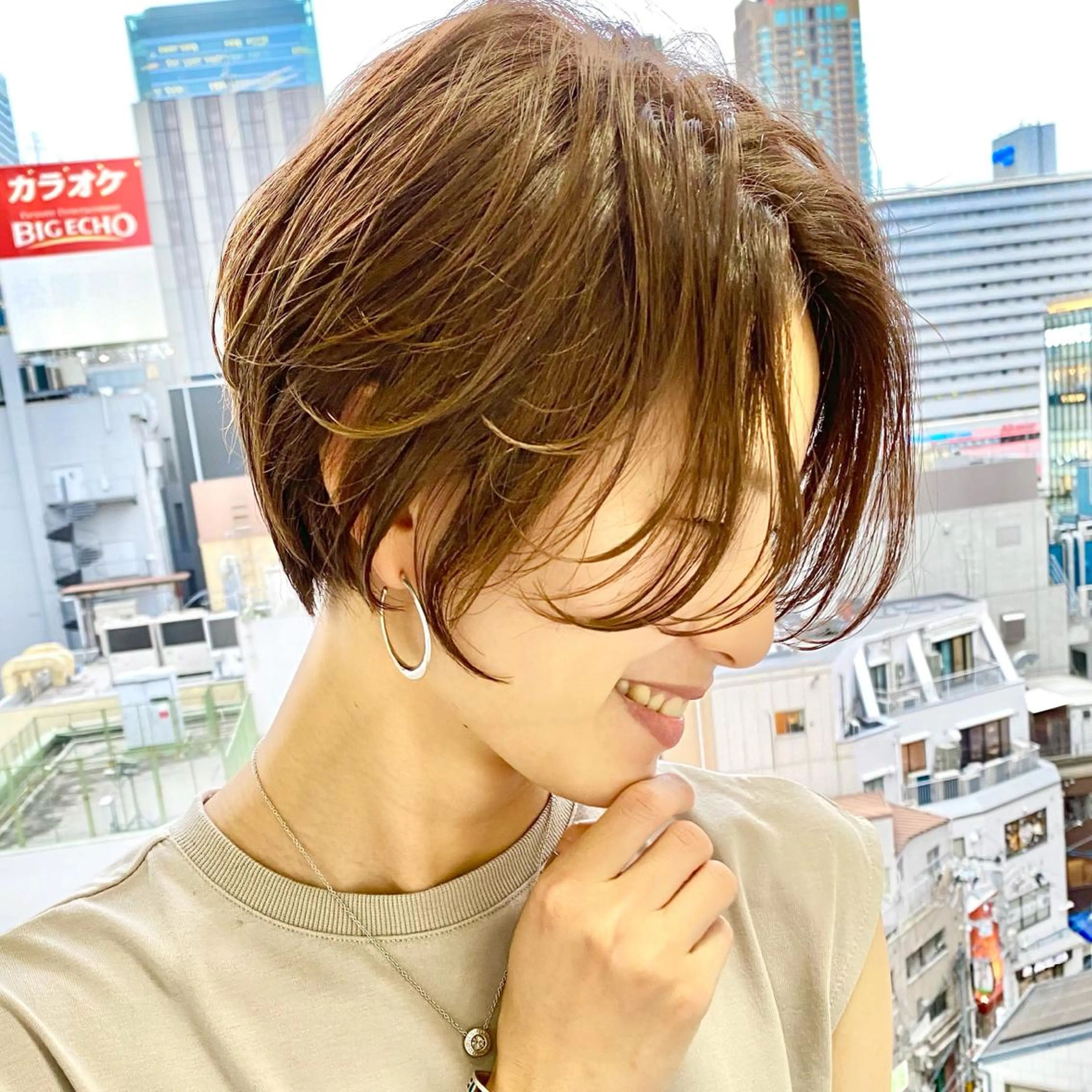 ショート カラー ブリーチ ケアブリーチ ダブルカラー ハイライトカラー イルミナカラー lab.by ioe中崎店所属・中北篤志 ショートボブのヘアスタイル