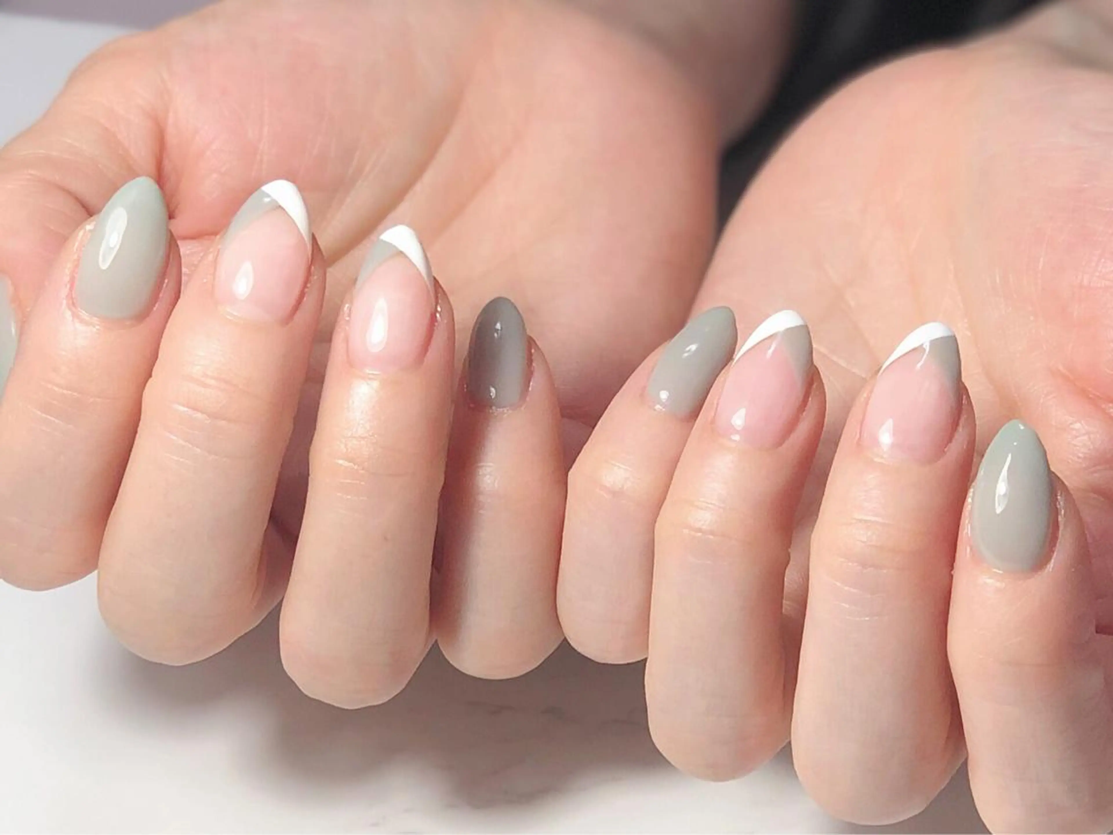 ネイル アートネイル フレンチネイル ジェルネイル グリーン 持ち込み 辻野 和枝のネイルデザイン