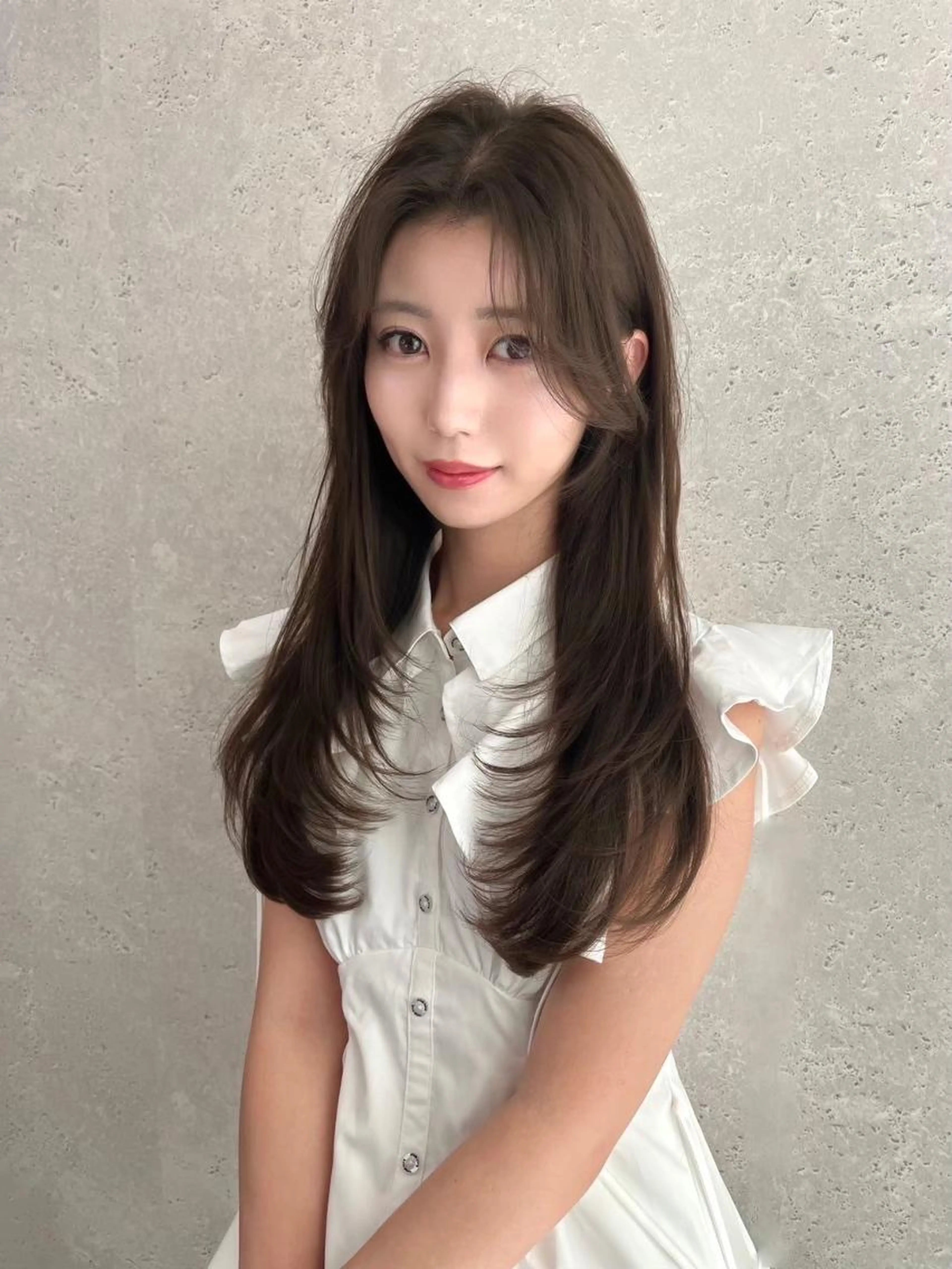 🌱モデル様限定🌱韓国風レイヤーカット➕赤み消し透明感ワンカラー➕ヘアセット🕊の写真