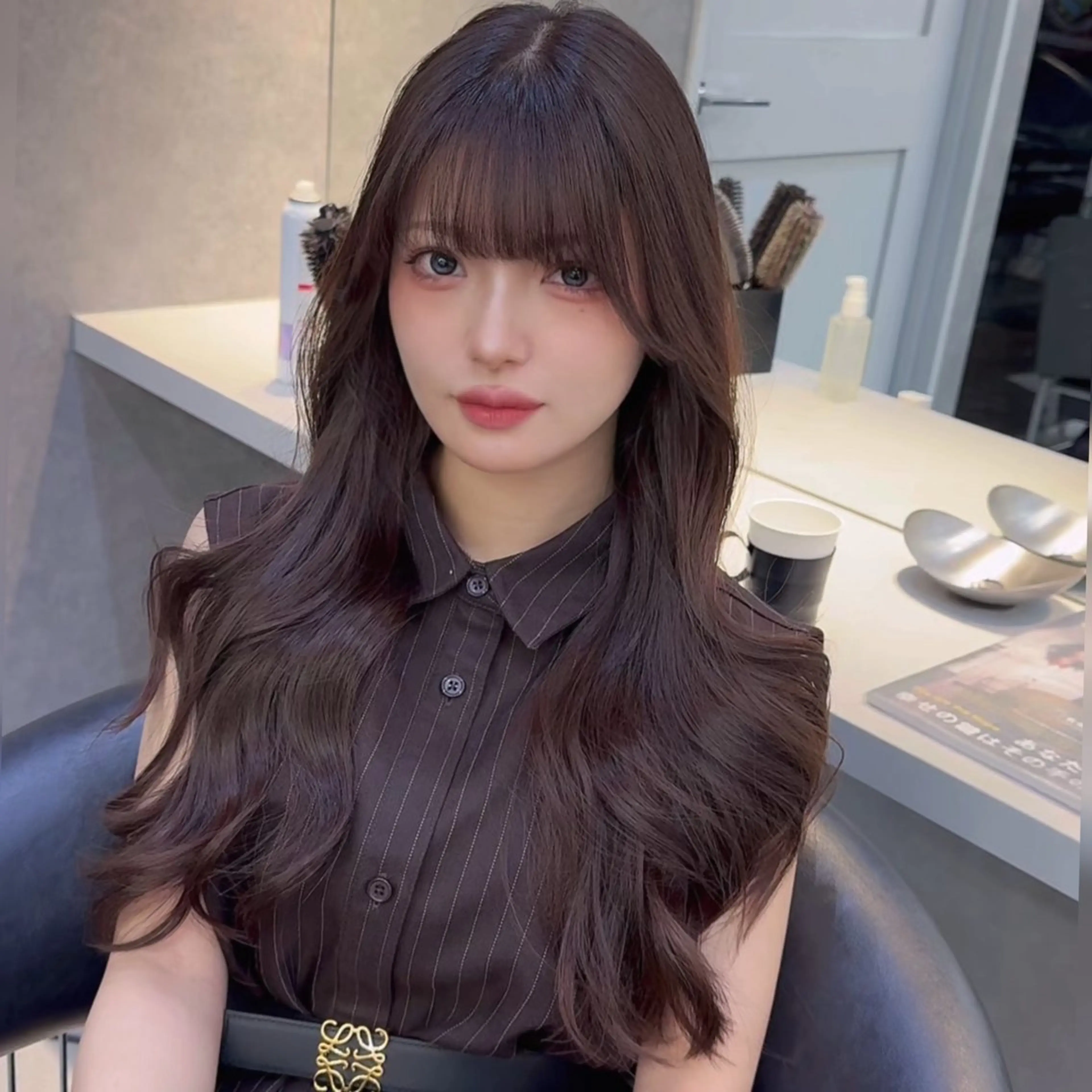 セミロング カット ヘアカラー トリートメント 韓国ヘア　髪質改善 🌹レイヤー　芹奈のヘアスタイル
