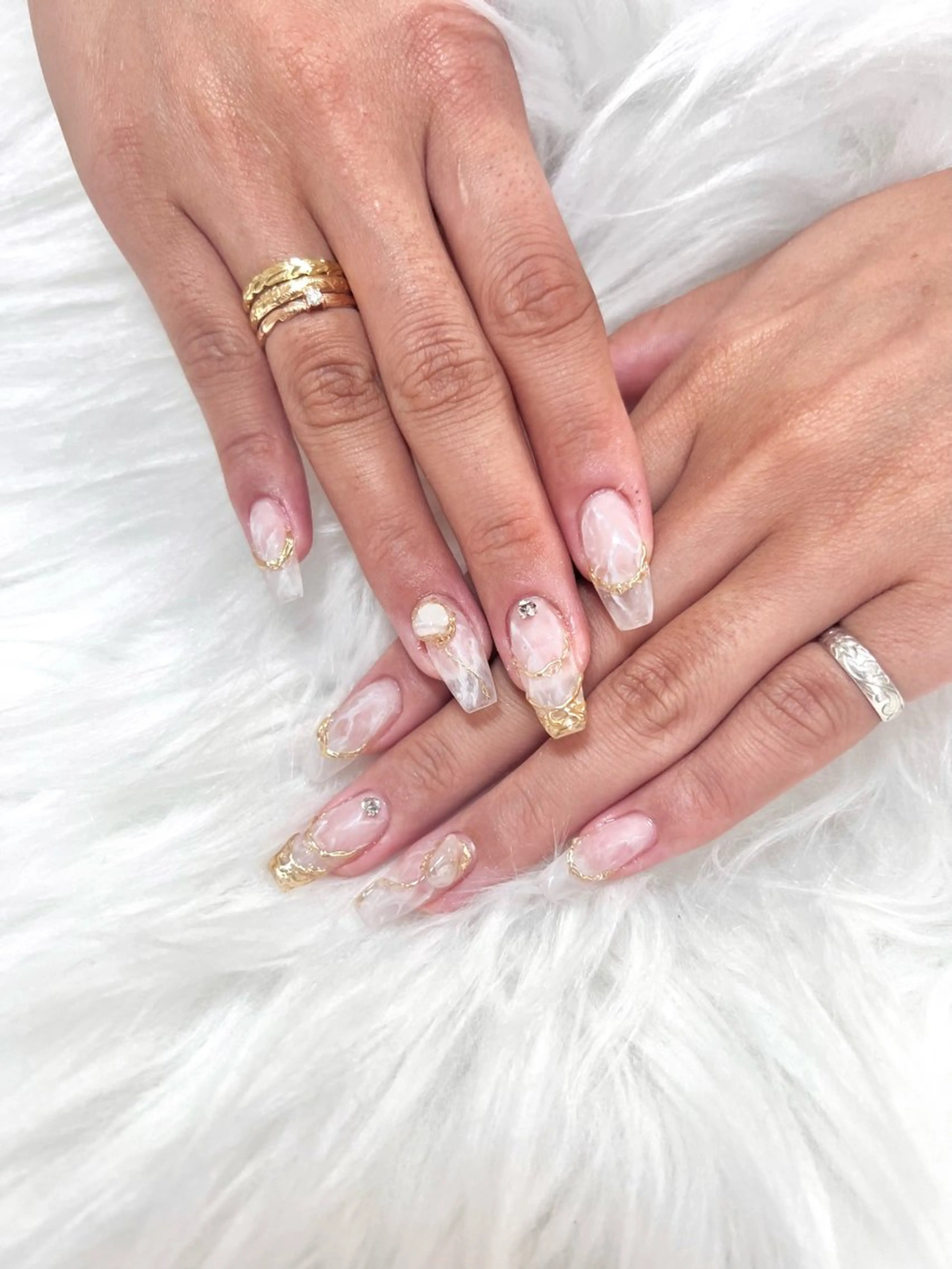 ネイル 大理石ネイル(マーブル) ハンドネイル 🍑MOMO NAIL🍑のネイルデザイン