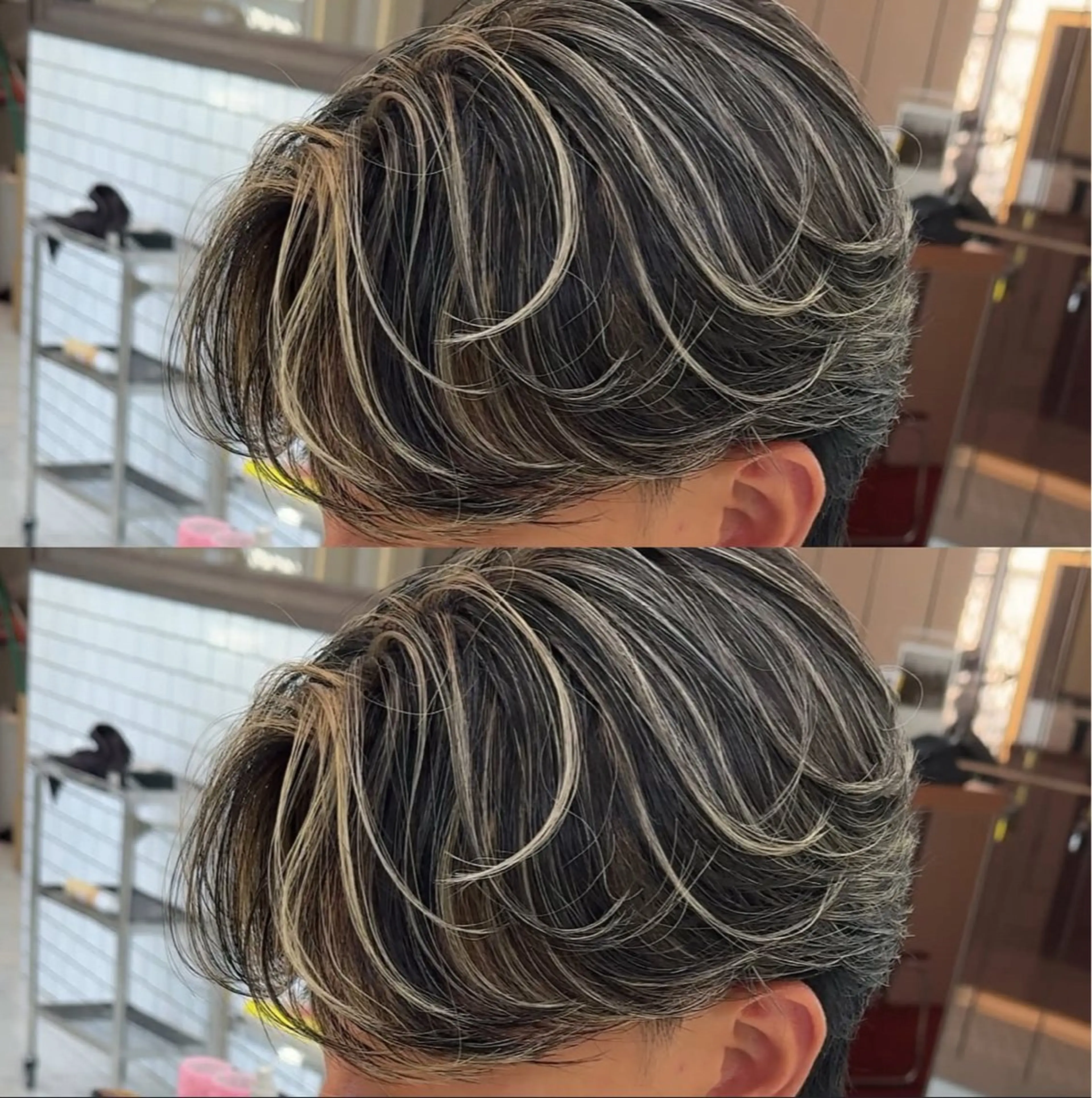 メンズ メンズハイライト メンズメッシュ カット ヘアカラー 白髪ぼかしメッシュ/ 大人メッシュ/ゆうとのヘアスタイル