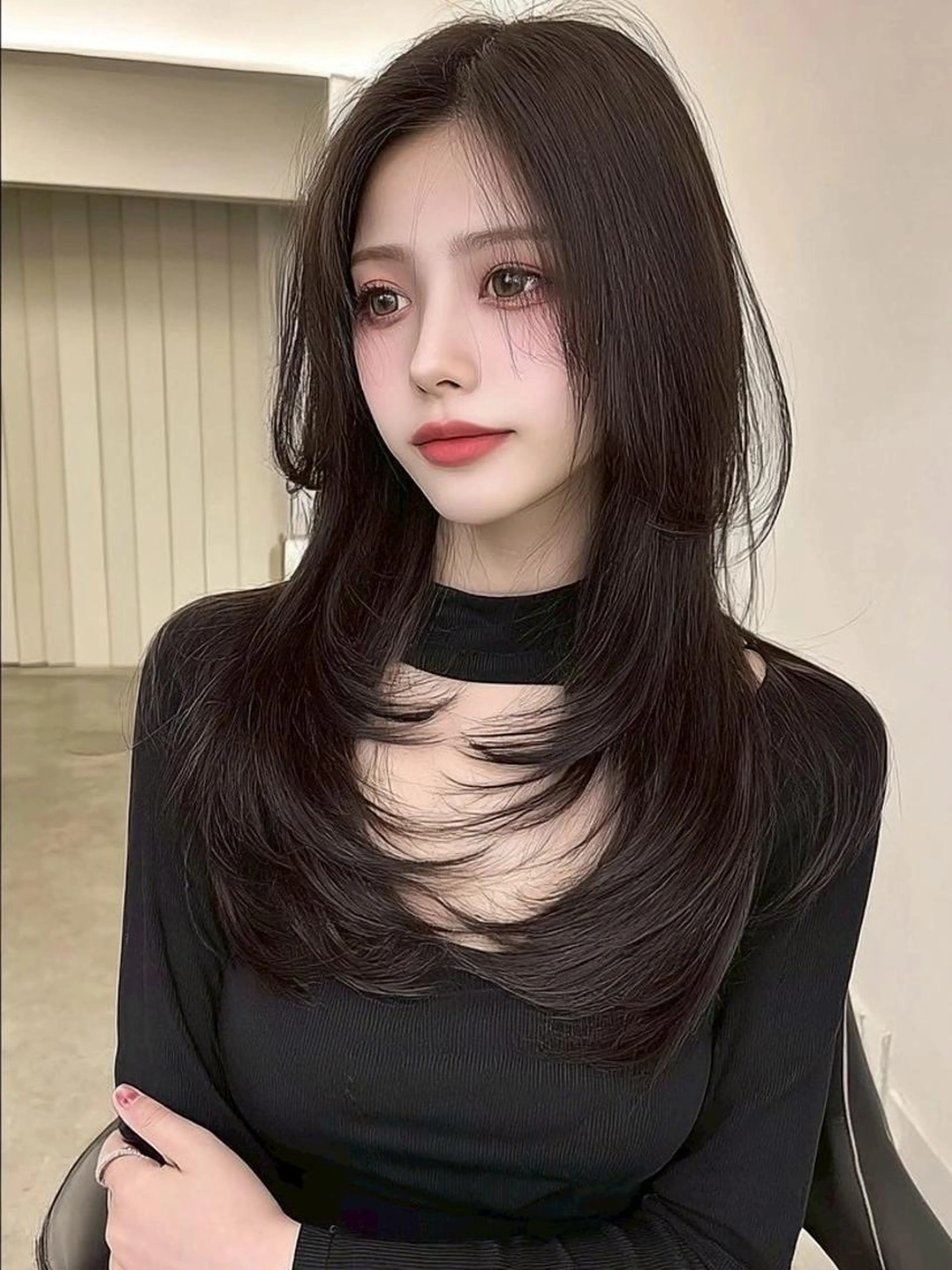 ⛓🩶ロングレイヤー⛓🩶カットモデル✂️✨️【韓国風へ🇰🇷🖤】の写真