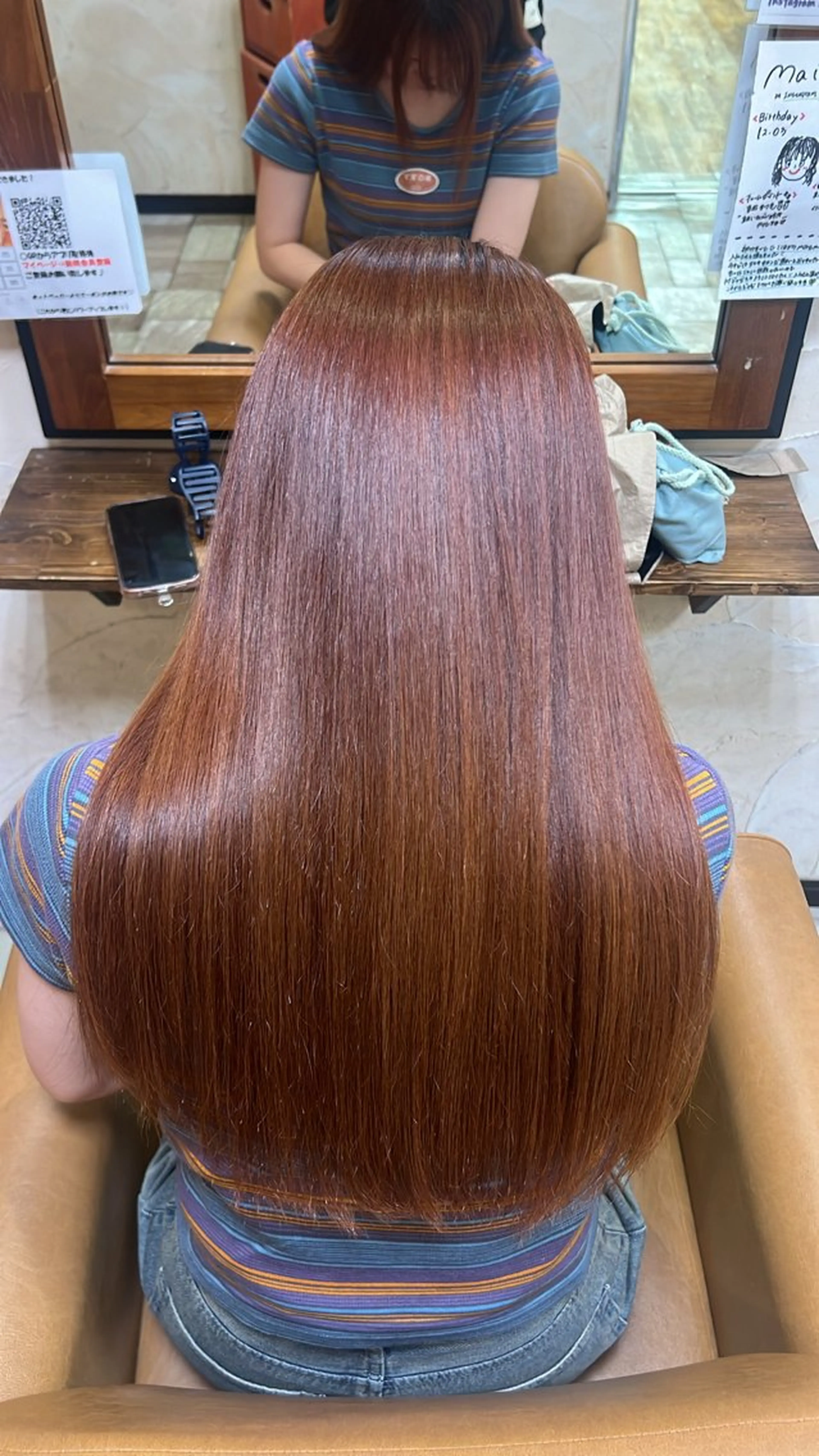 ロング 縮毛矯正 青木 舞佳のヘアスタイル