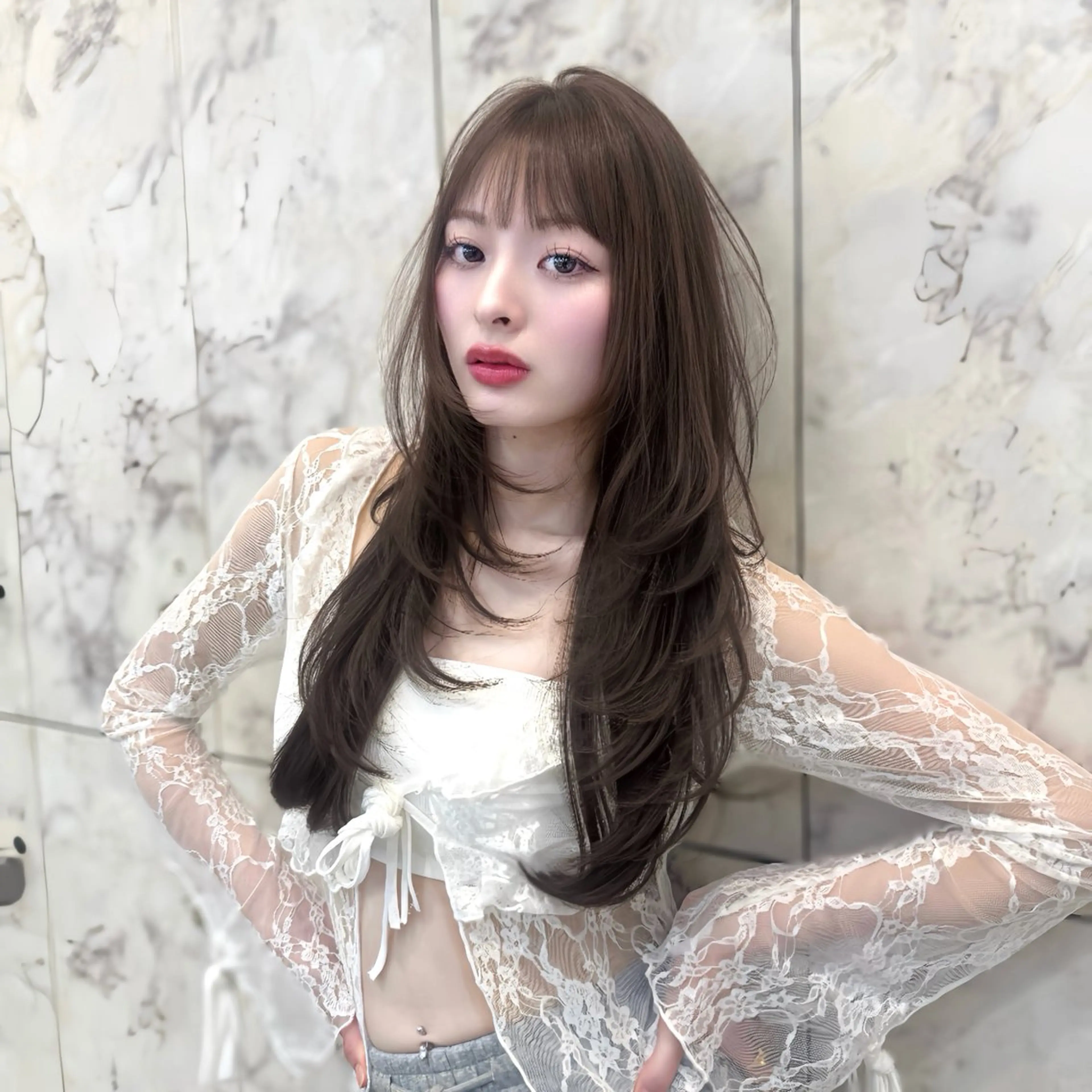 ロング カラー カット ヘアカラー トリートメント 新宿/韓国レイヤー 髪質改善カラー/角所のヘアスタイル