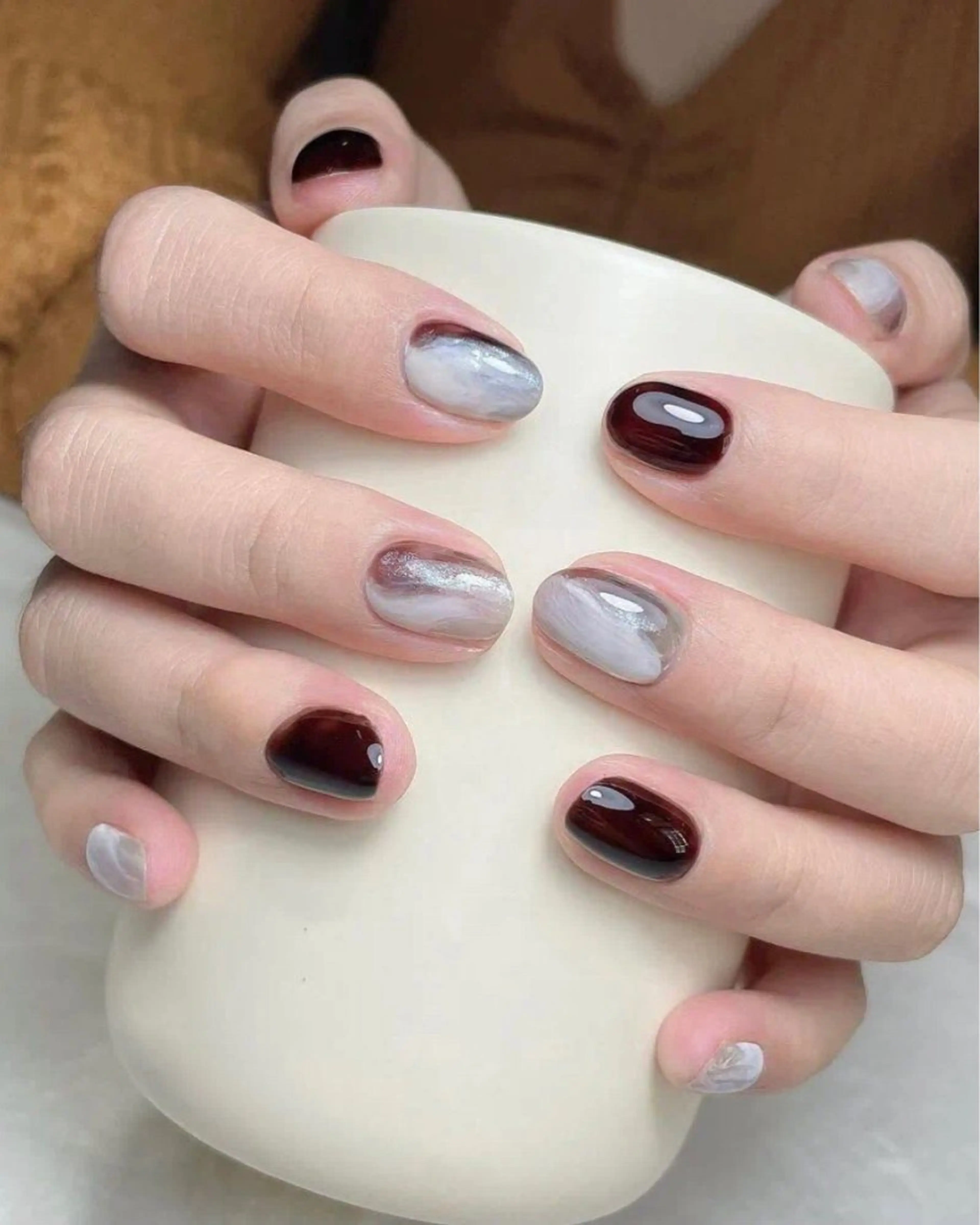 ネイル 長さ出し ジェルネイル キラキラネイル 大理石ネイル(マーブル) ニュアンスネイル Morpho nailのネイルデザイン