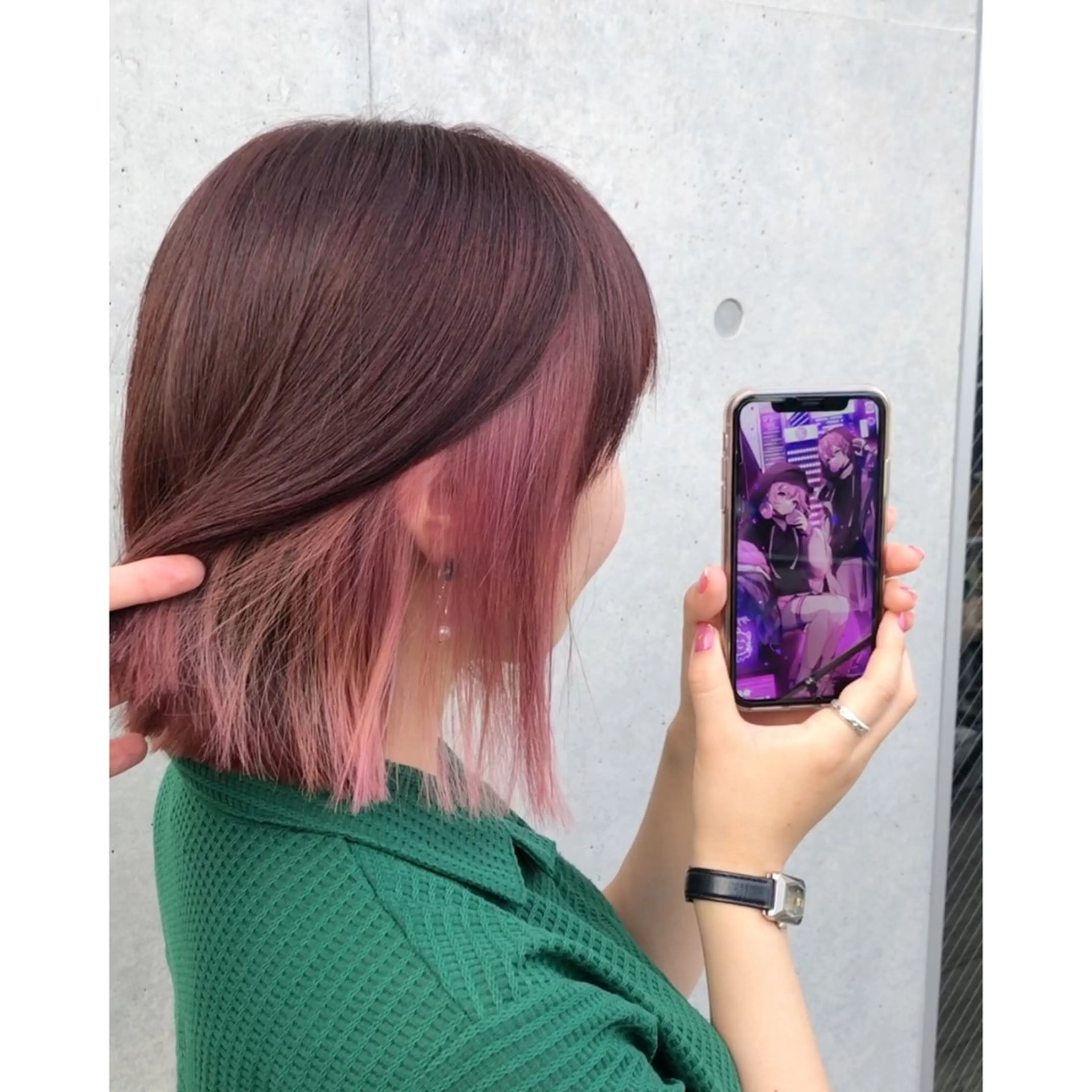 ミディアム カラー インナーカラー ピンクカラー 推しカラー✨ オタク美容師ユウカのヘアスタイル