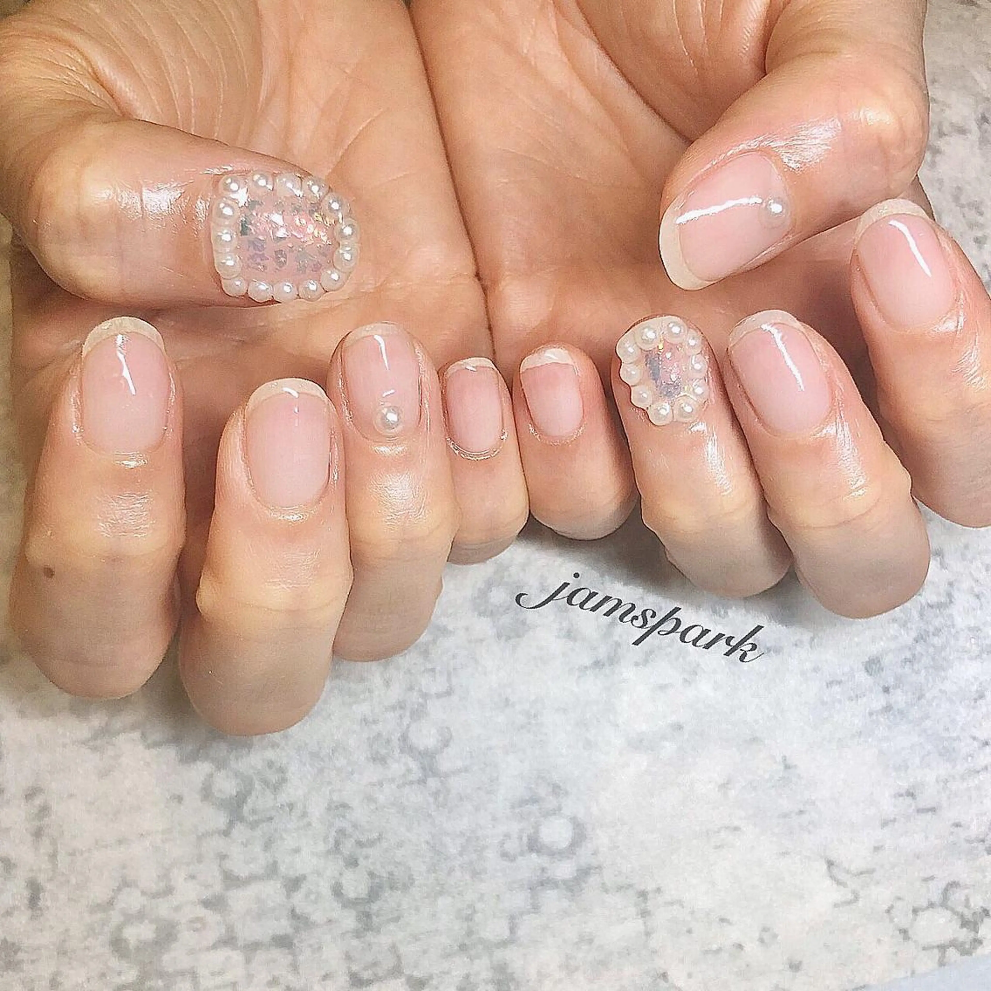 ネイル アートネイル クリアネイル キラキラネイル ニュアンスネイル オフィスネイル ハンドネイル jamspark ✨のネイルデザイン