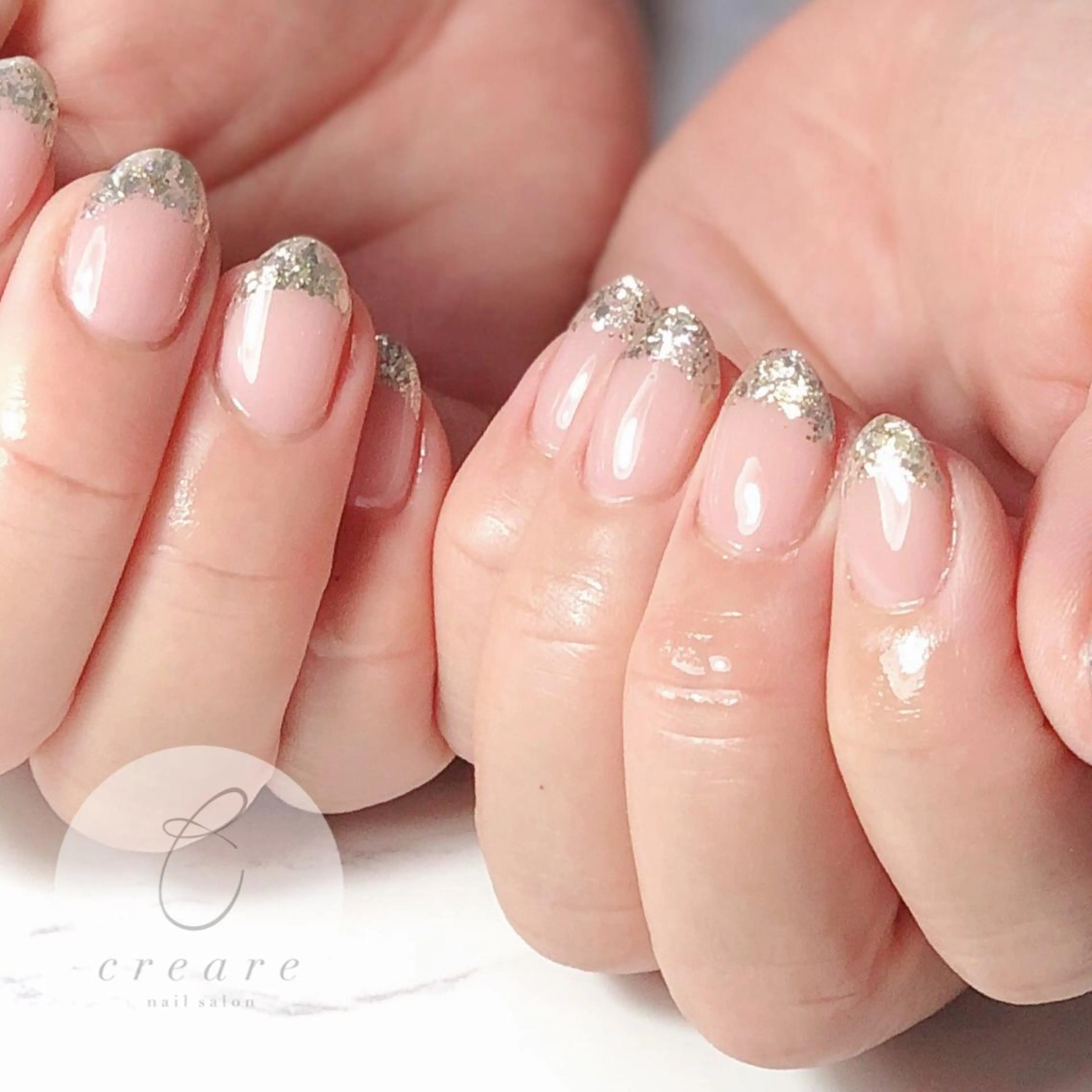 ネイル アートネイル フレンチネイル ジェルネイル ガラスフレンチ オフィスネイル 辻野 和枝のネイルデザイン