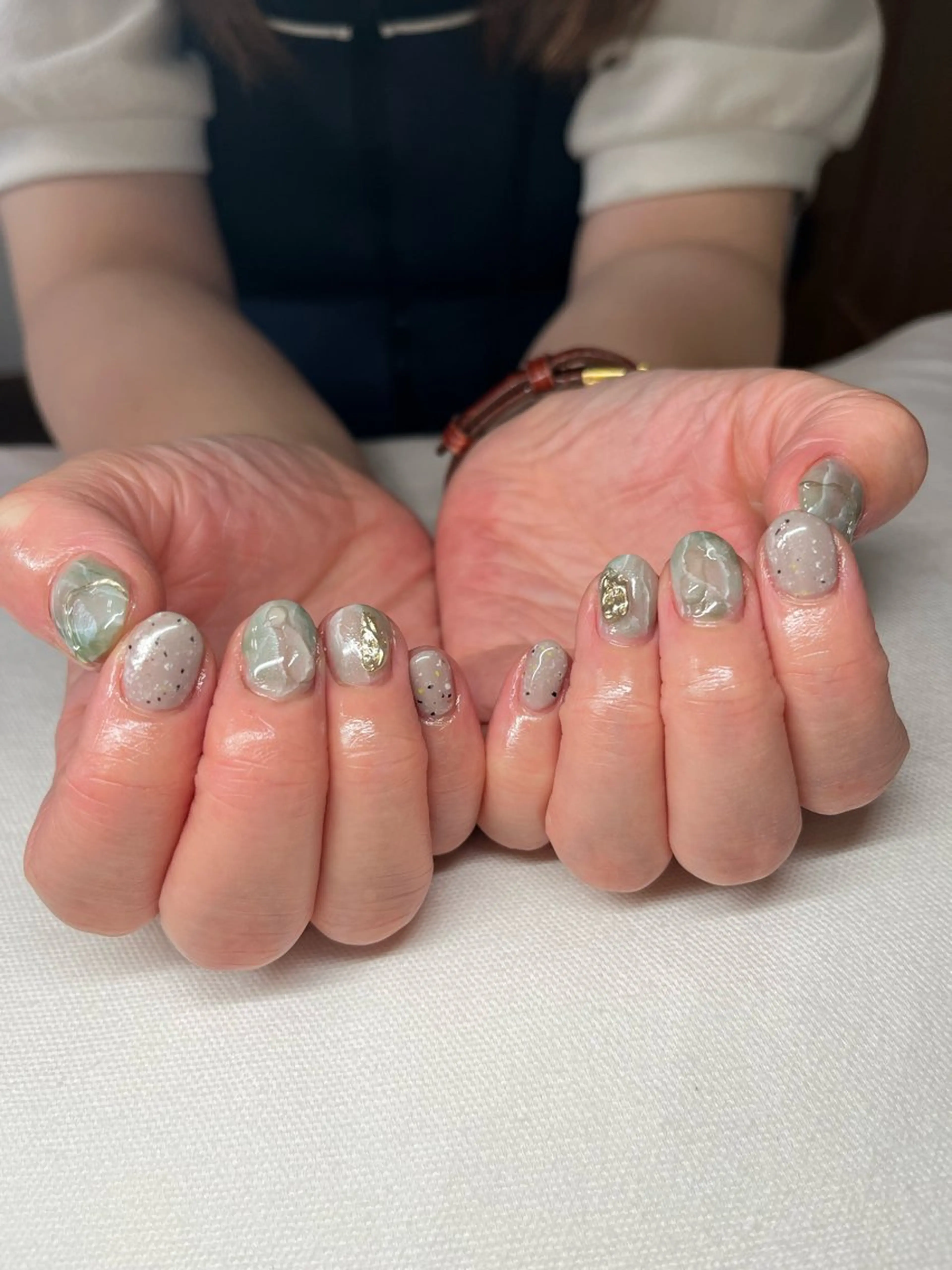 ネイル 大理石ネイル(マーブル) ミラーネイル 夏ネイル ハンドネイル miel nailのネイルデザイン