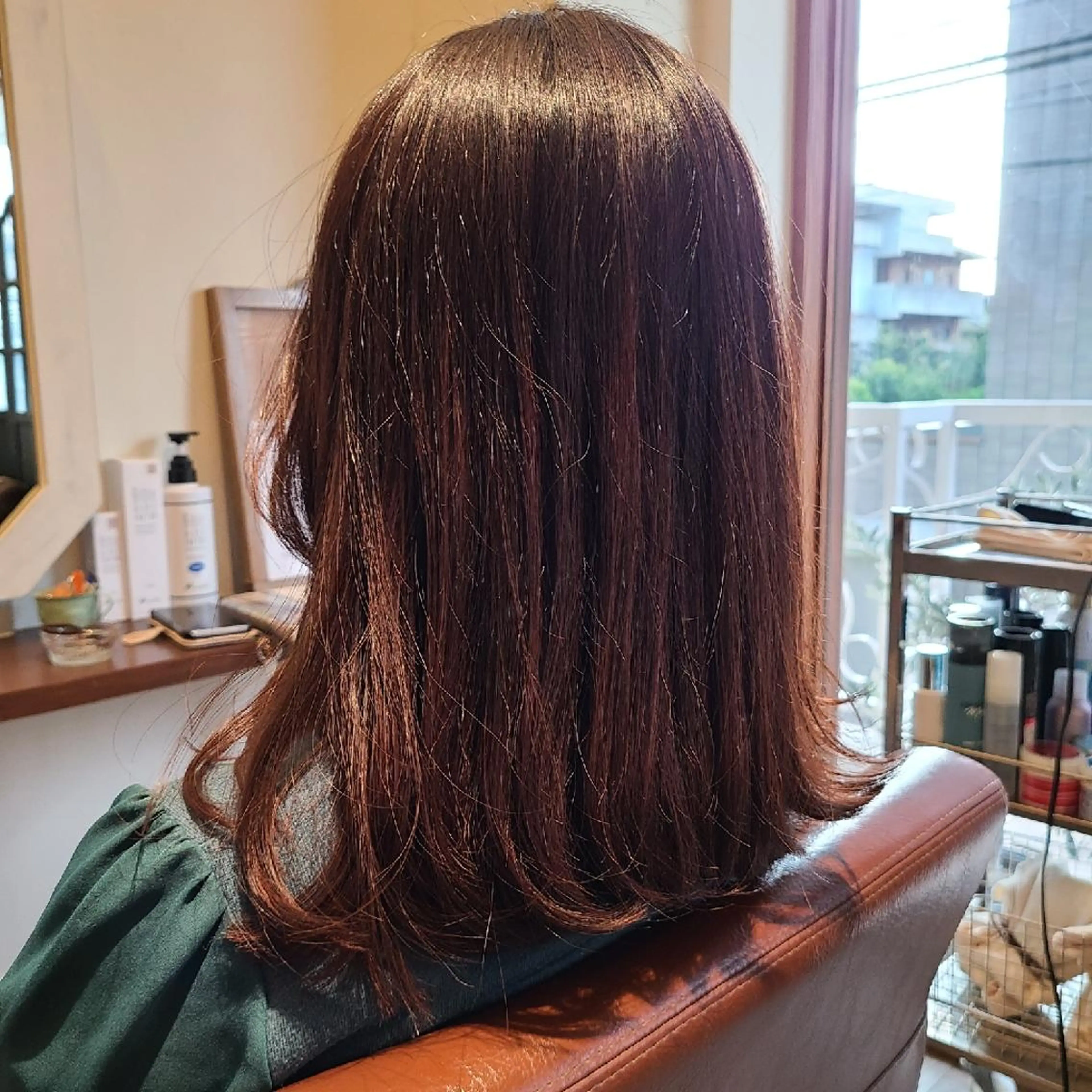 セミロング パーマ ストレートパーマ カット Hazumi Ayanoのヘアスタイル