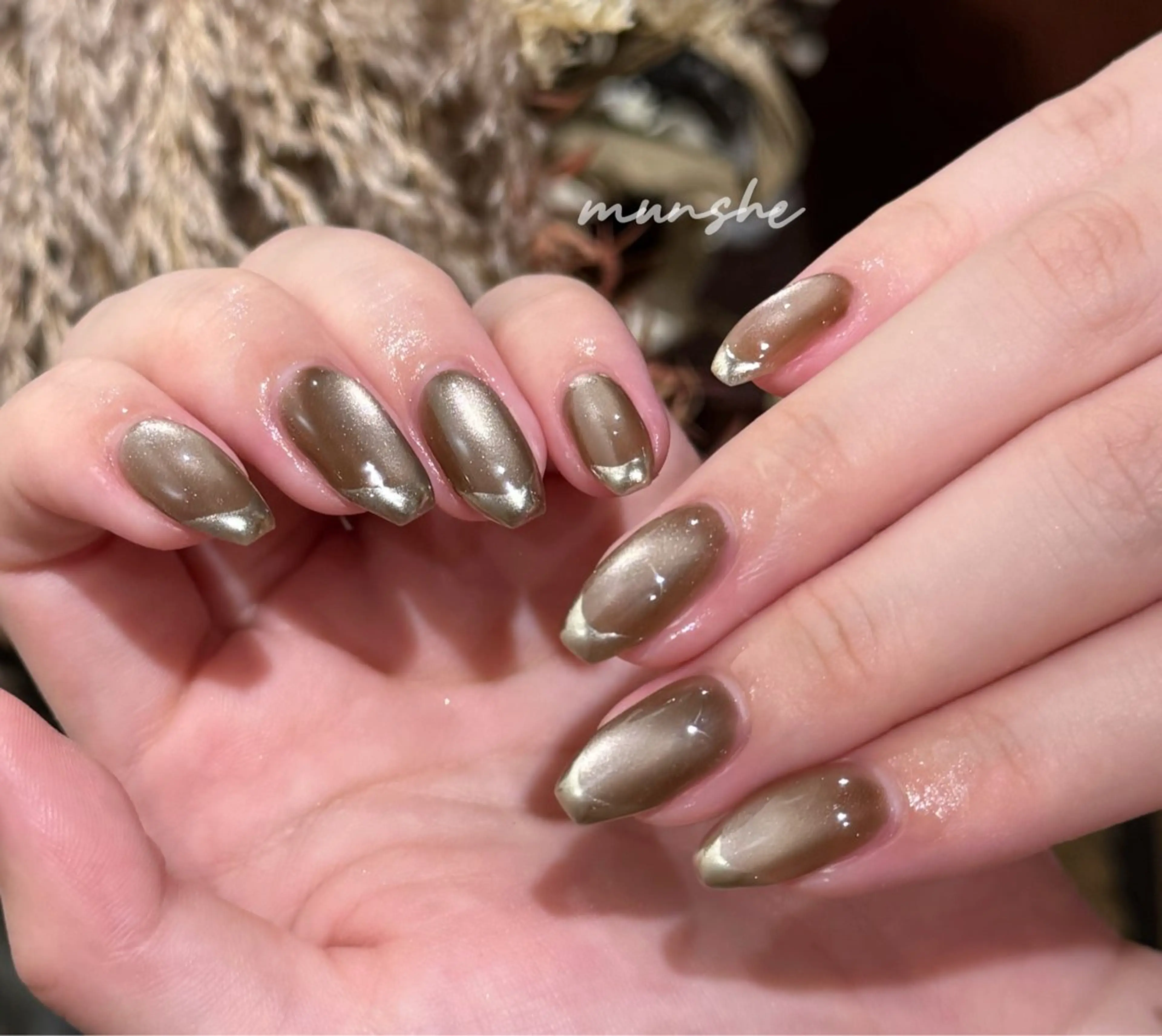 【hand】マグネット✖️ミラーフレンチネイル10本💕の写真