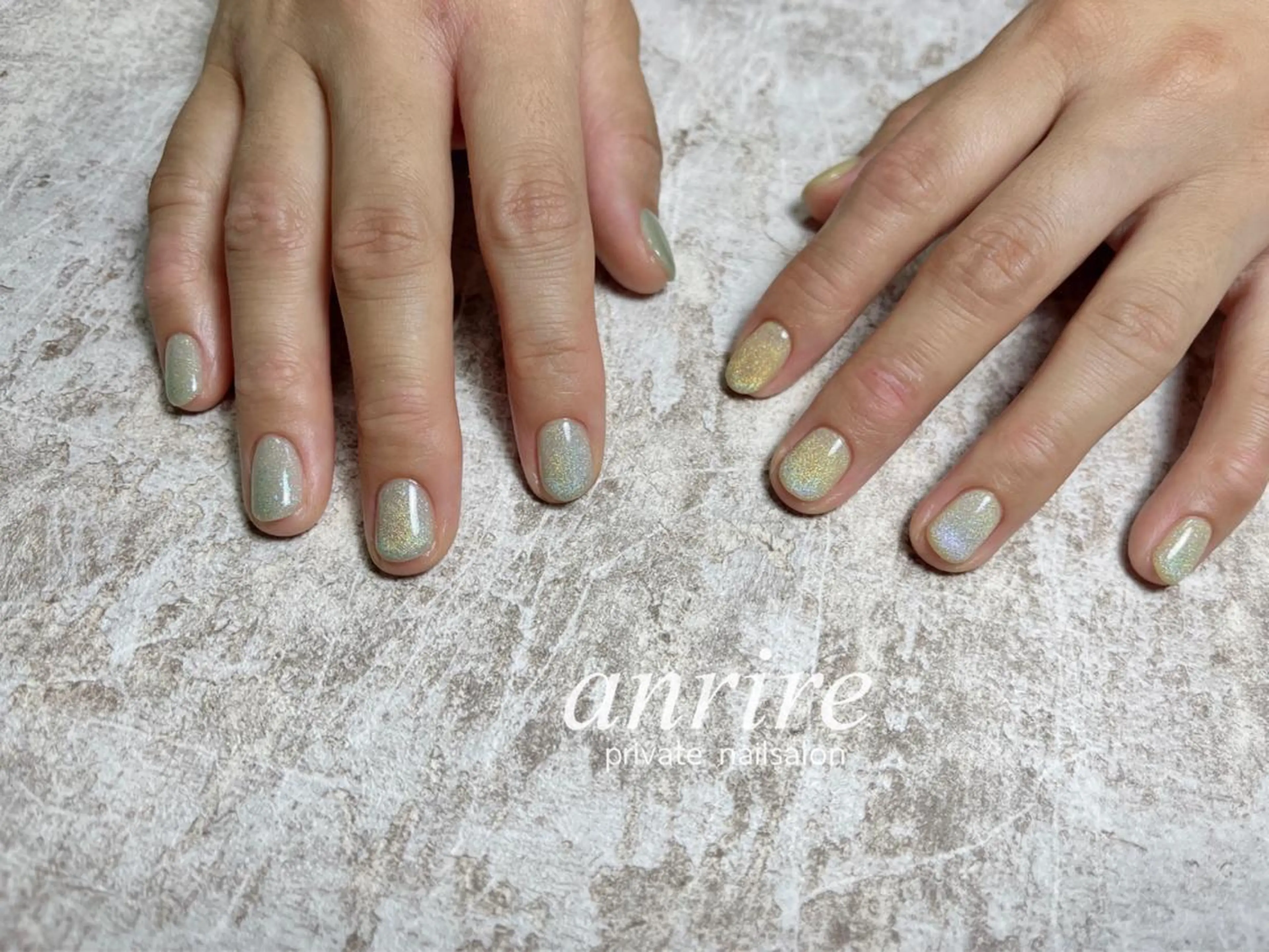 ネイル ジェルネイル グリーン マグネットネイル ワンカラーネイル パラジェル ハンドネイル nail salon anrire〜アンリール〜所属・nailsalon anrireのネイルデザイン