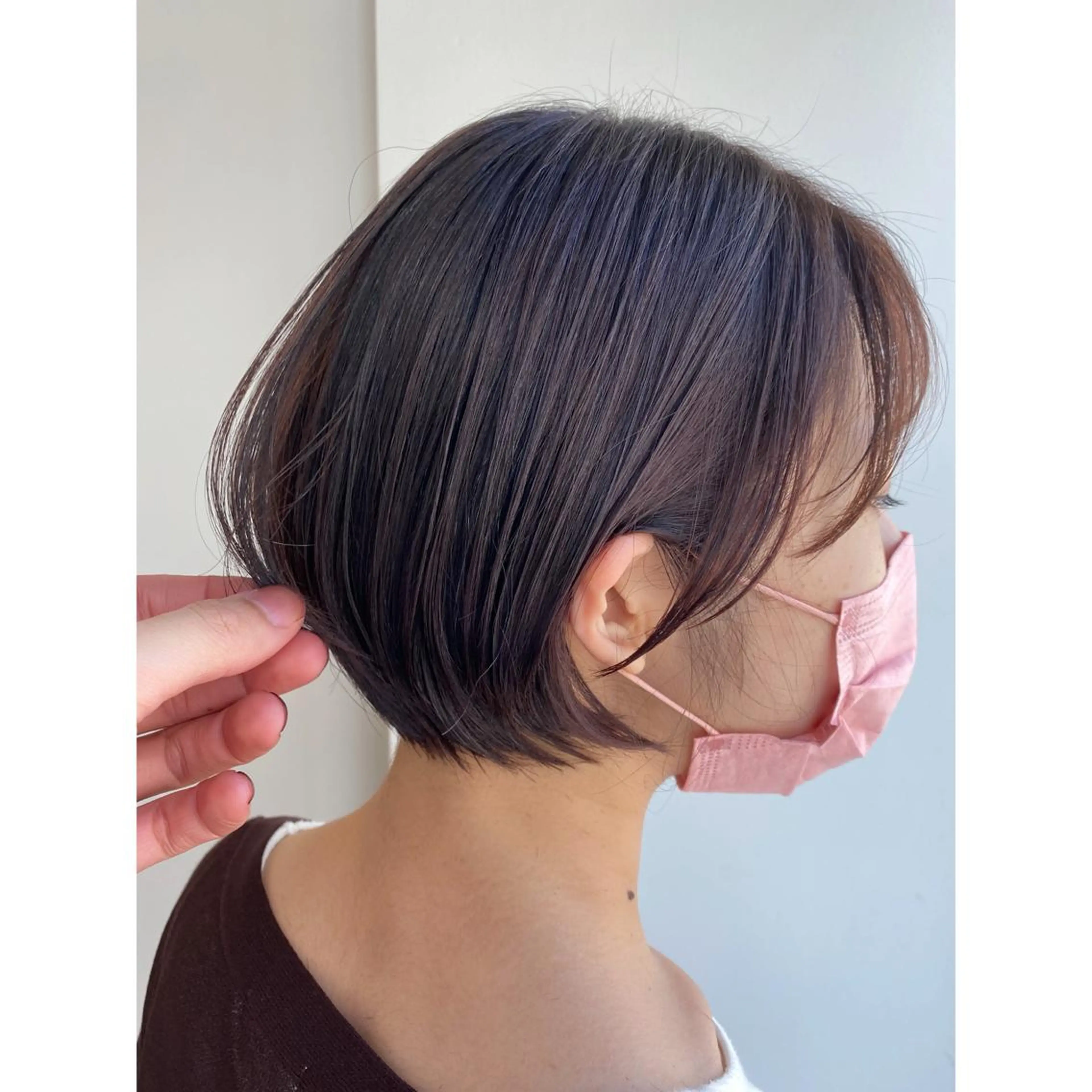 ショート ショートボブ ピンクブラウン ボブ ショートヘア ボブ/ぱつっとボブ/ 谷口 海星のヘアスタイル