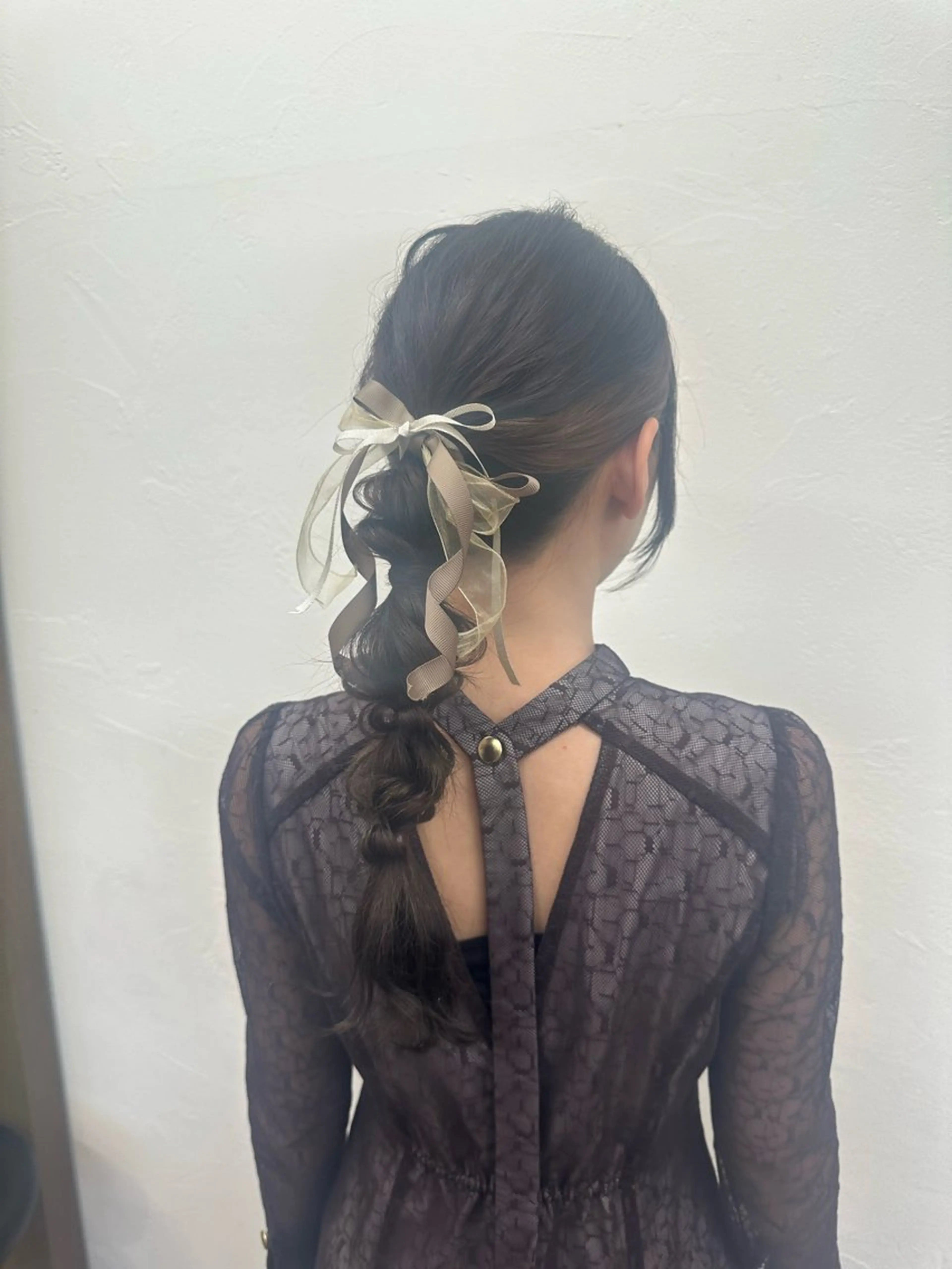 セミロング カラー パーマ ヘアアレンジ メンズ キッズ ヘアセット 顔周りcut/ 艶ワンカラー♥ちさきのヘアスタイル