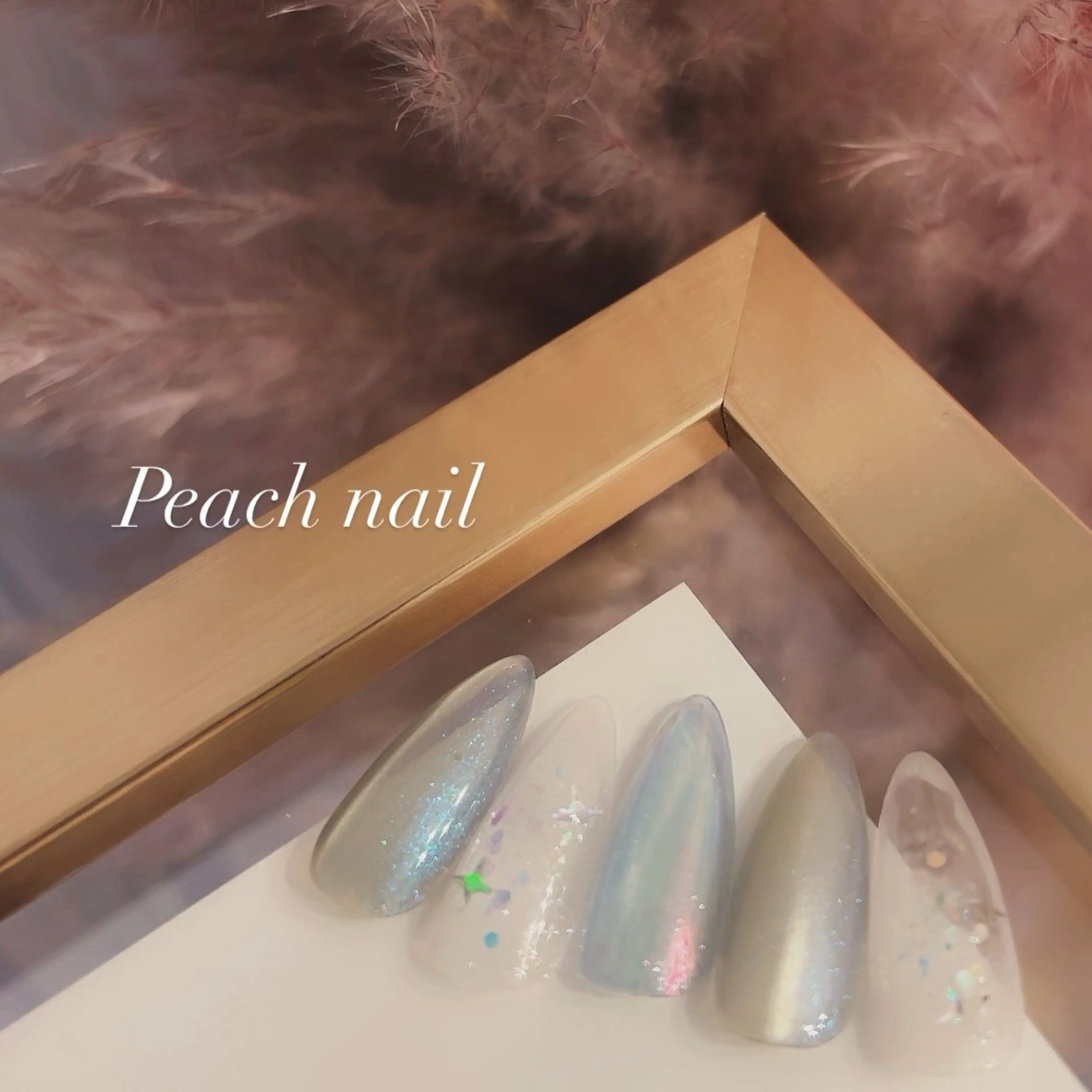 ネイル オーロラネイル ブルー ラメ(グリッター) マグネットネイル Peach nail 🍑kaoriのネイルデザイン