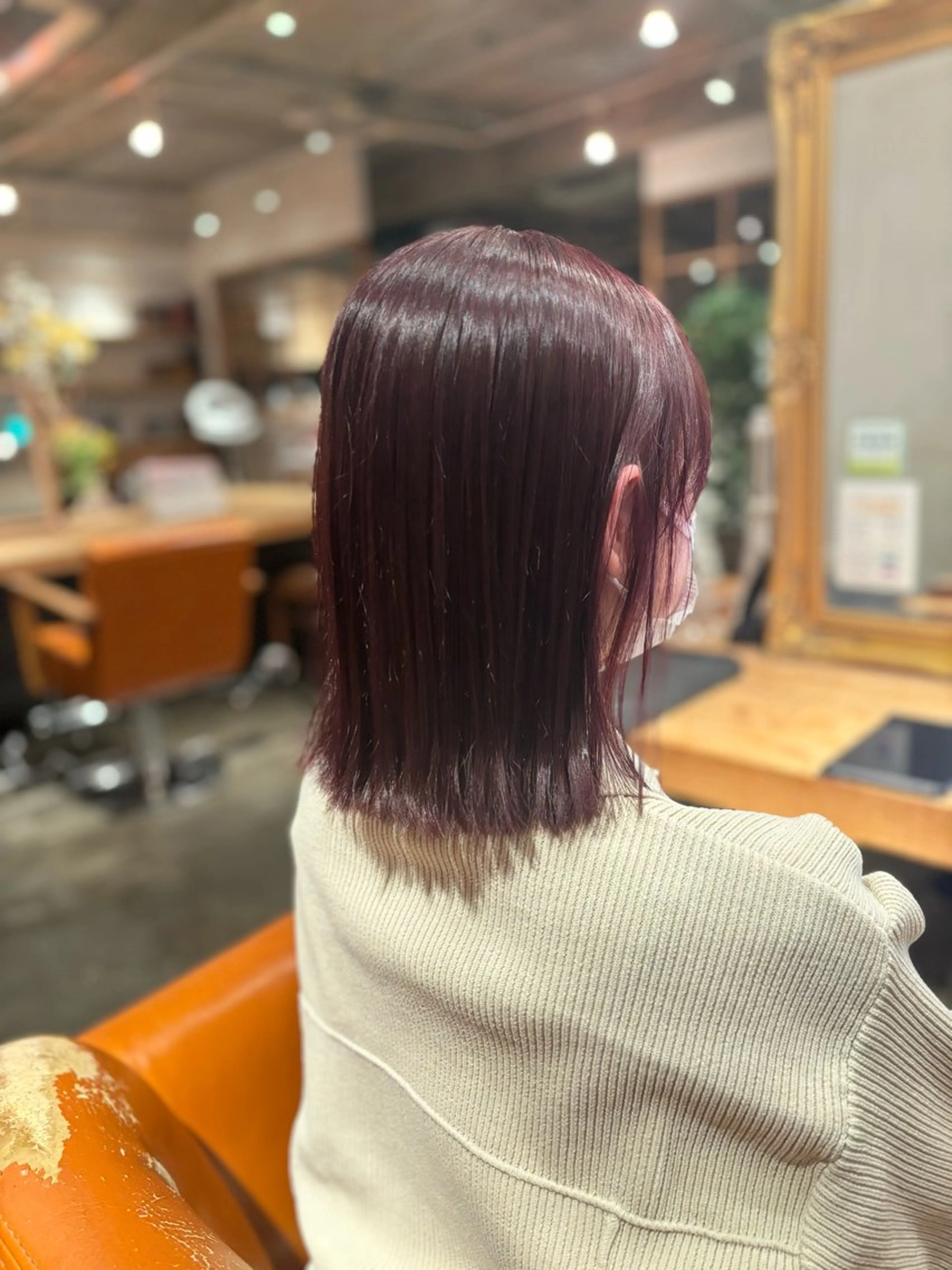 ミディアム カラー ブリーチ カシス ブリーチなしカラー 髪質改善カラー ベージュ🤎YUMEのヘアスタイル