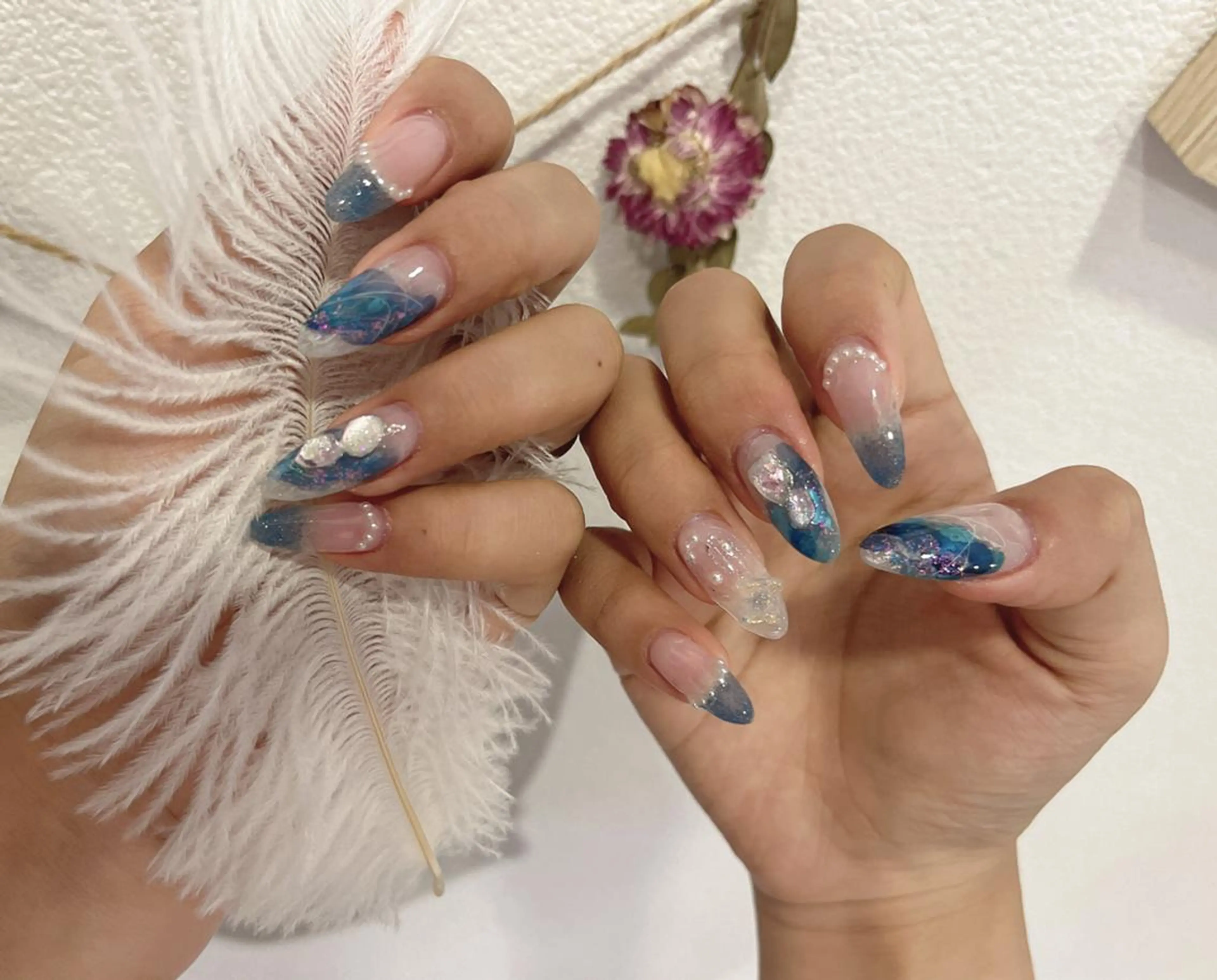 ネイル ブラウン 長さ出し フットネイル ジェルネイル マグネットネイル AB マツエクネイルサロンのネイルデザイン