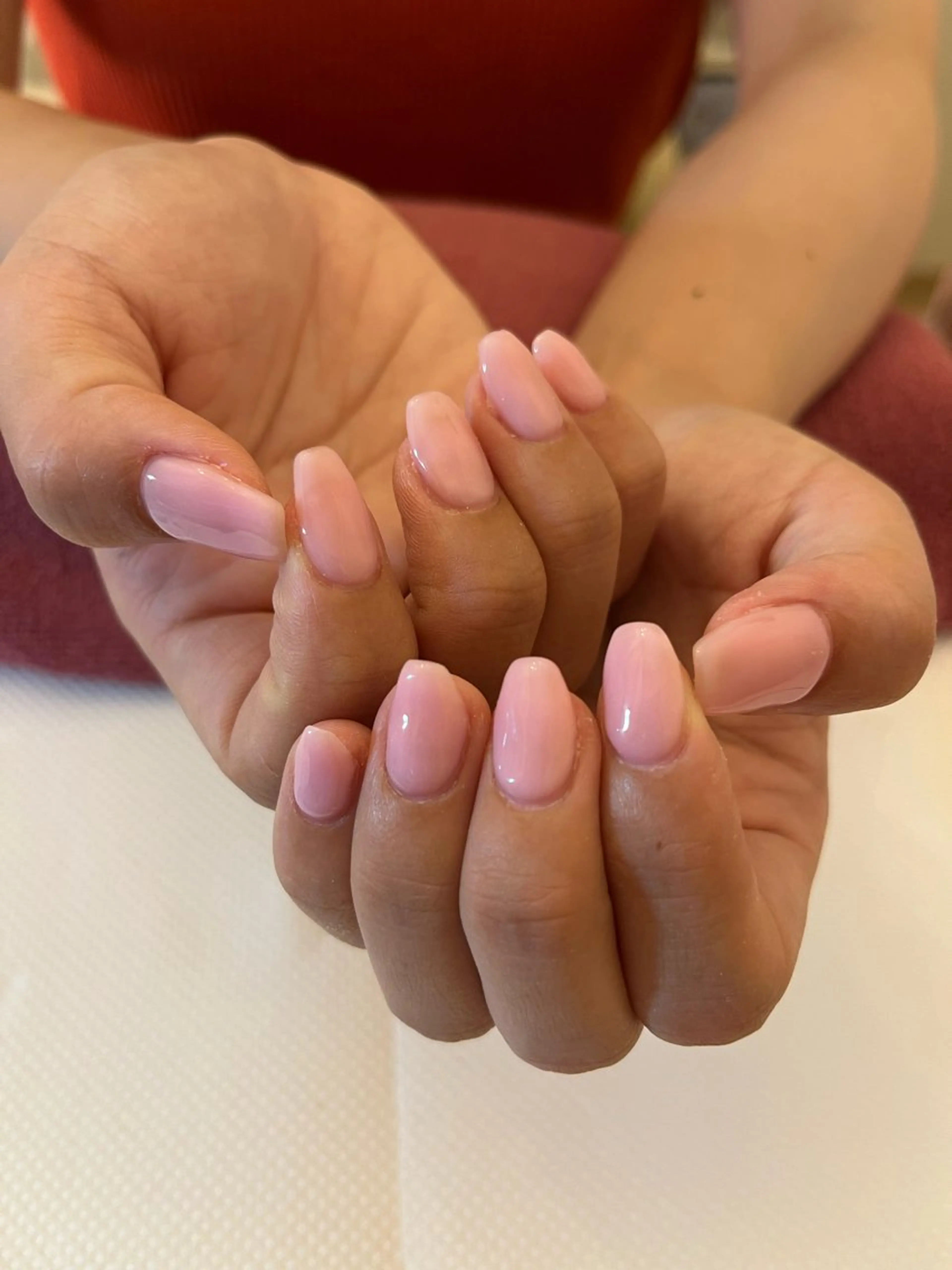 ネイル ワンカラーネイル ピンク スクエアネイル ネイルサロン ショコラのネイルデザイン