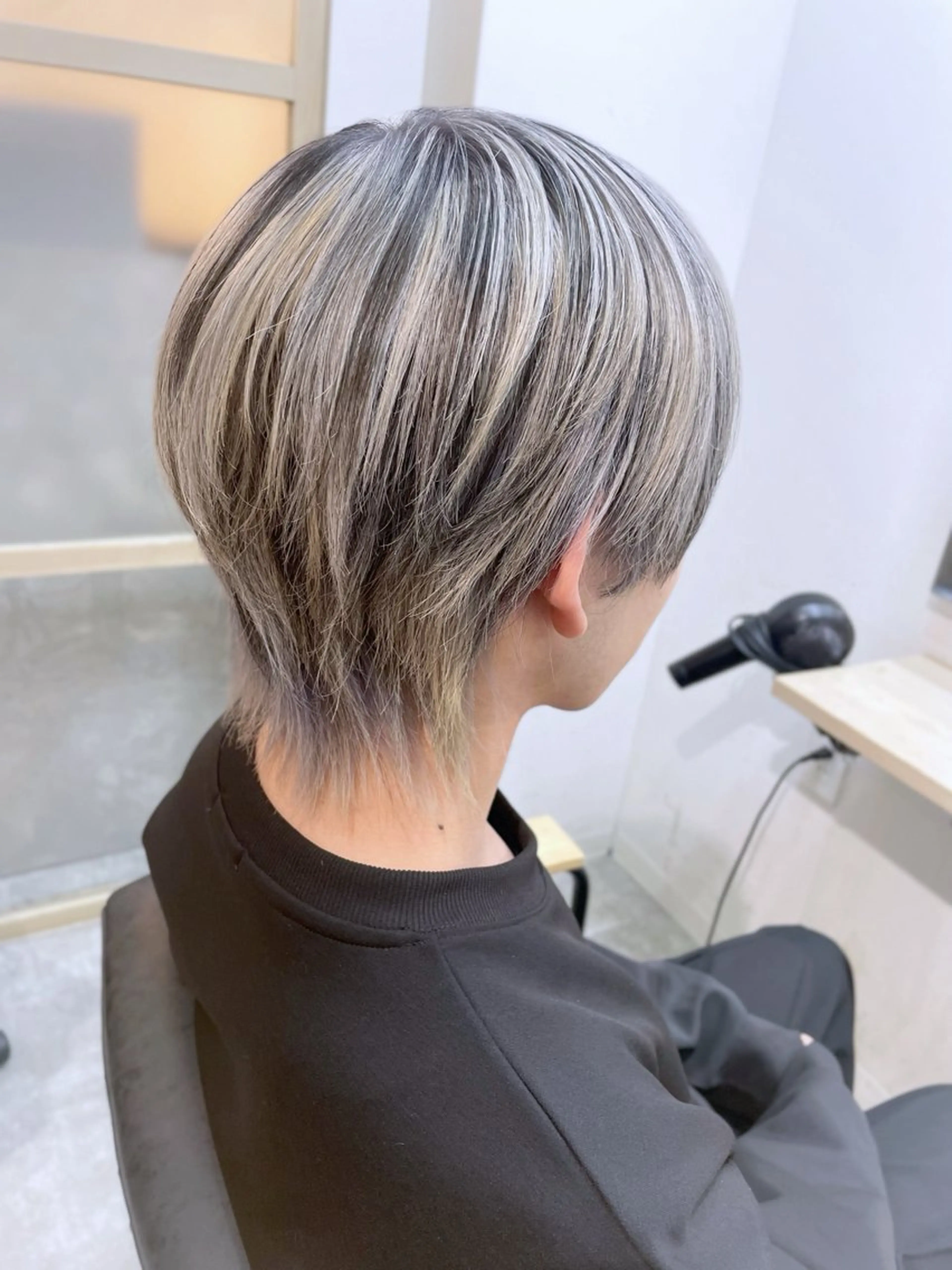 ミディアム カラー メンズ ダークグレー ヘアカラー トリートメント EMANON新宿南口所属・🦄中性ウルフ ☁️Shiori🦄のヘアスタイル