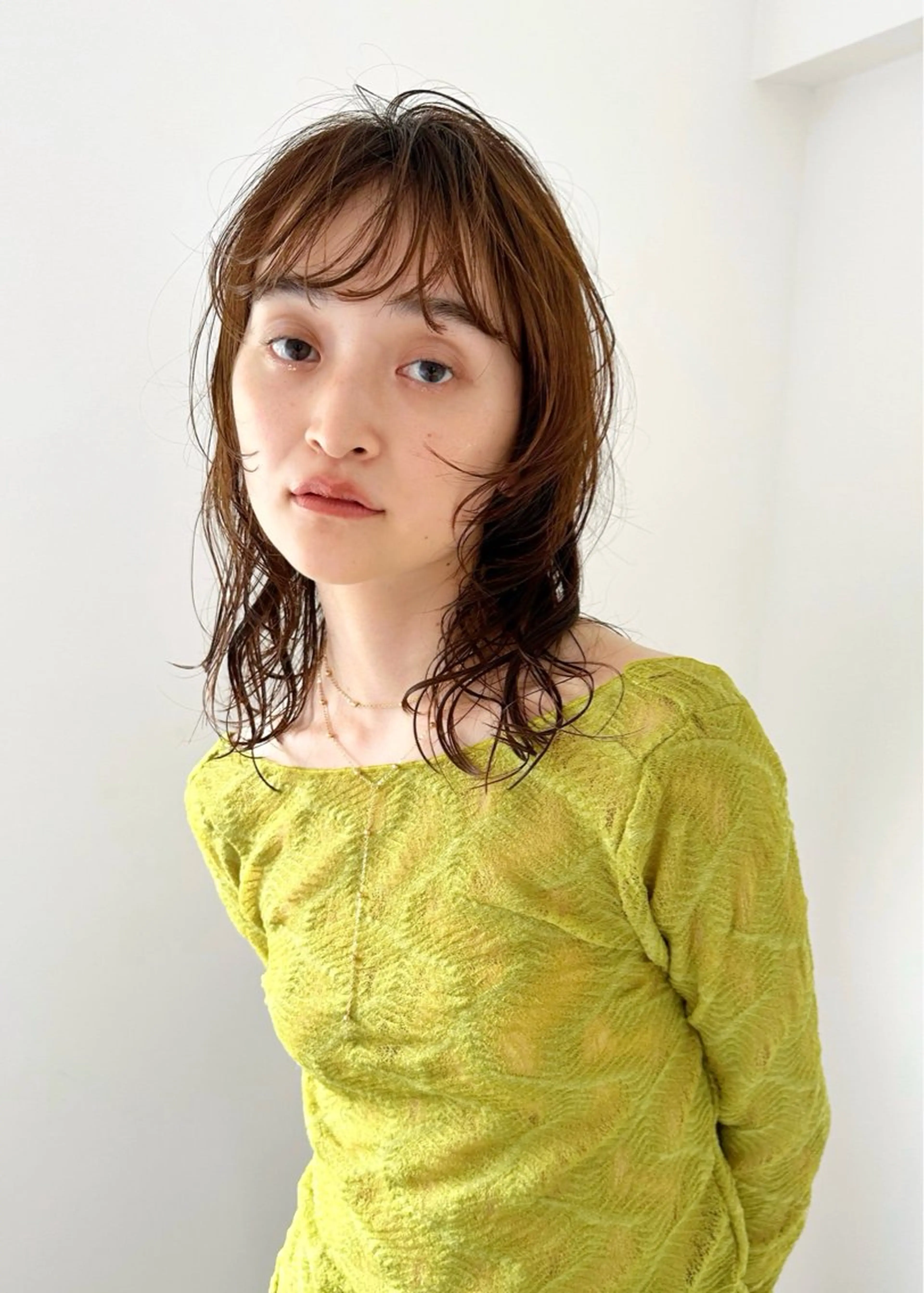 ミディアム カラー ミディアムパーマ カット ヘアカラー 榛地 渉馬のヘアスタイル