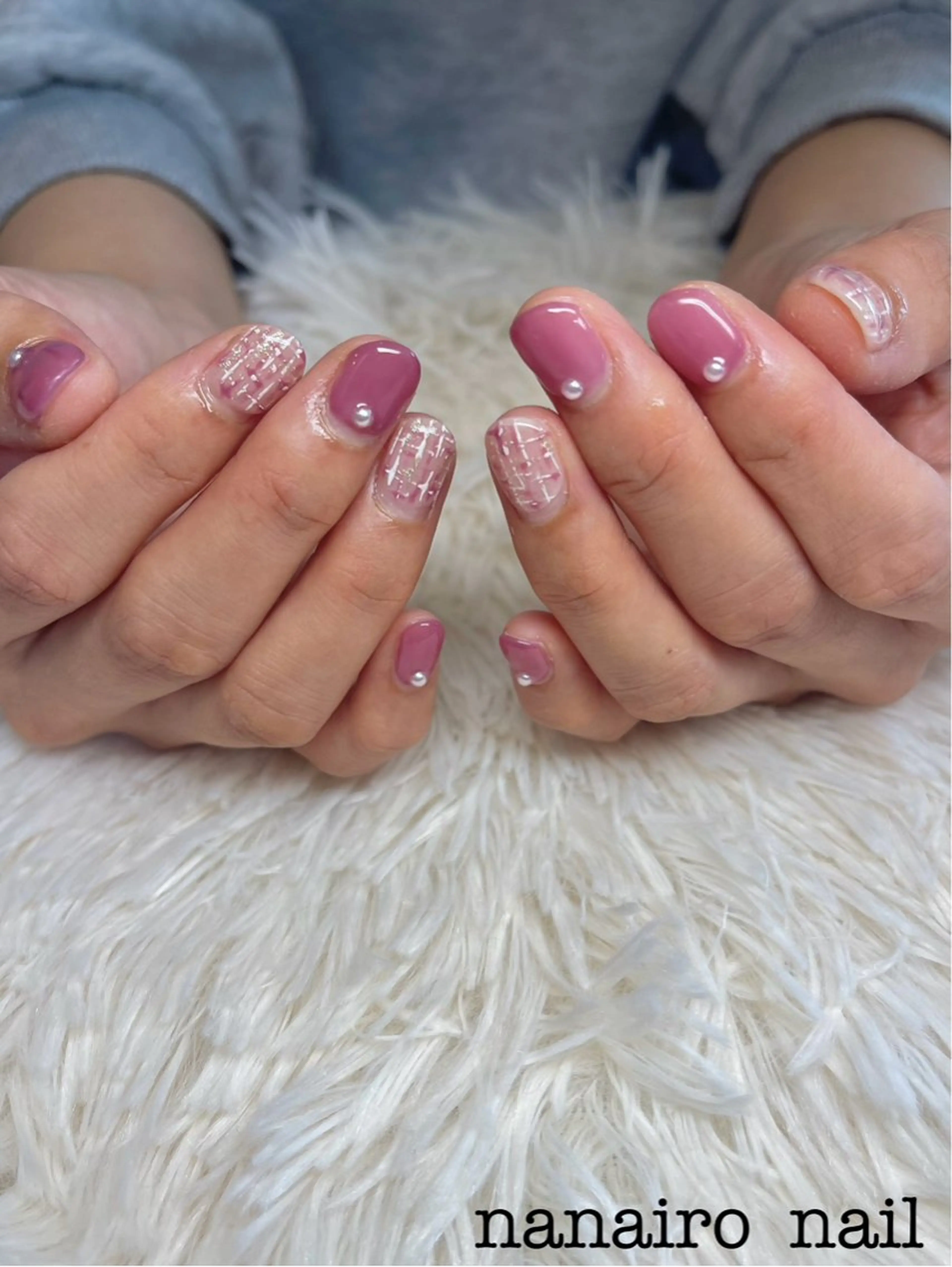 ネイル シンプルネイル ツイードネイル Erika .のネイルデザイン