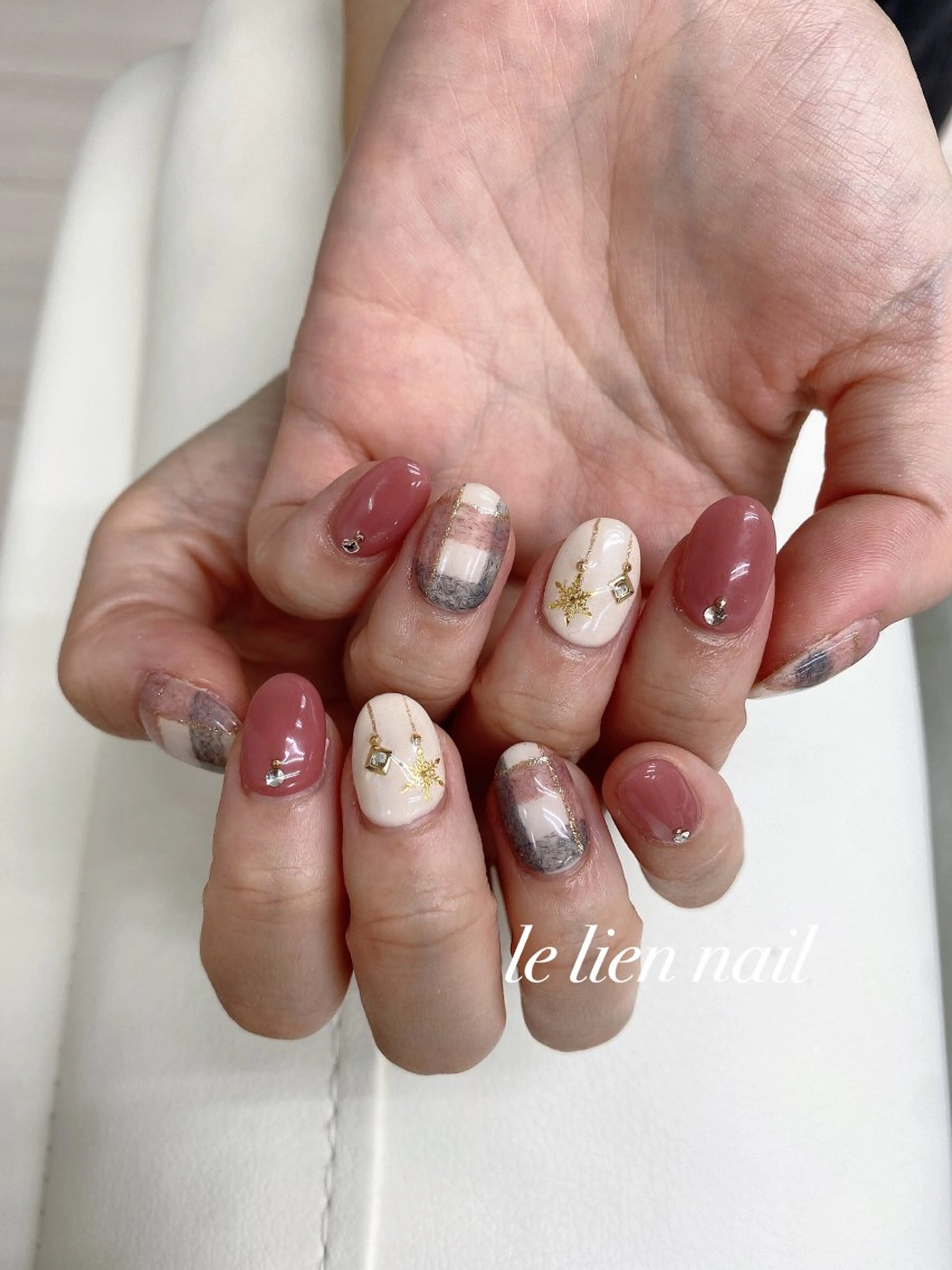 ネイル アートネイル 冬ネイル ハンドネイル le lien nailのネイルデザイン