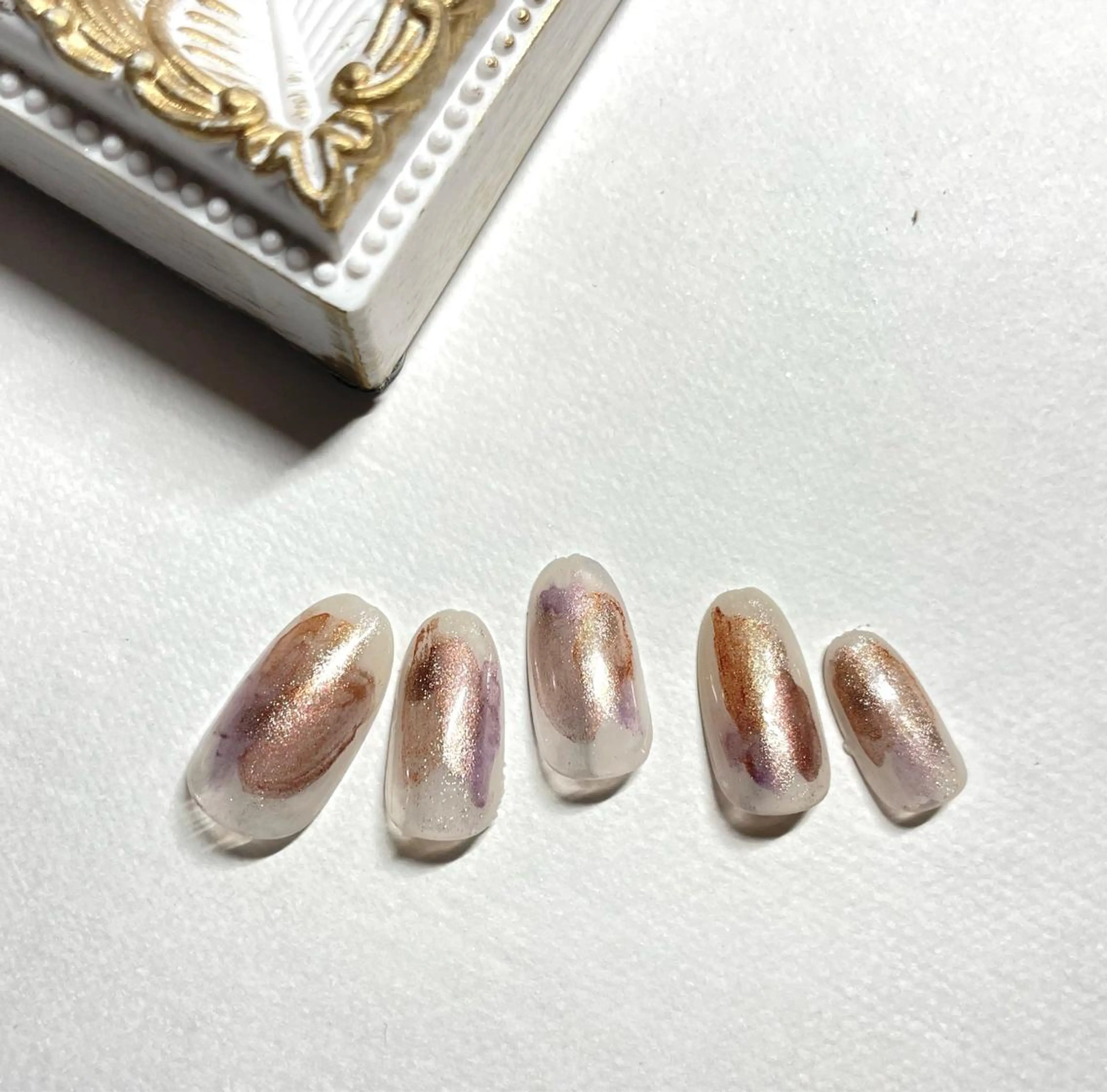 ネイル ゴールド ラメ(グリッター) オレンジ le_rire _nailのネイルデザイン