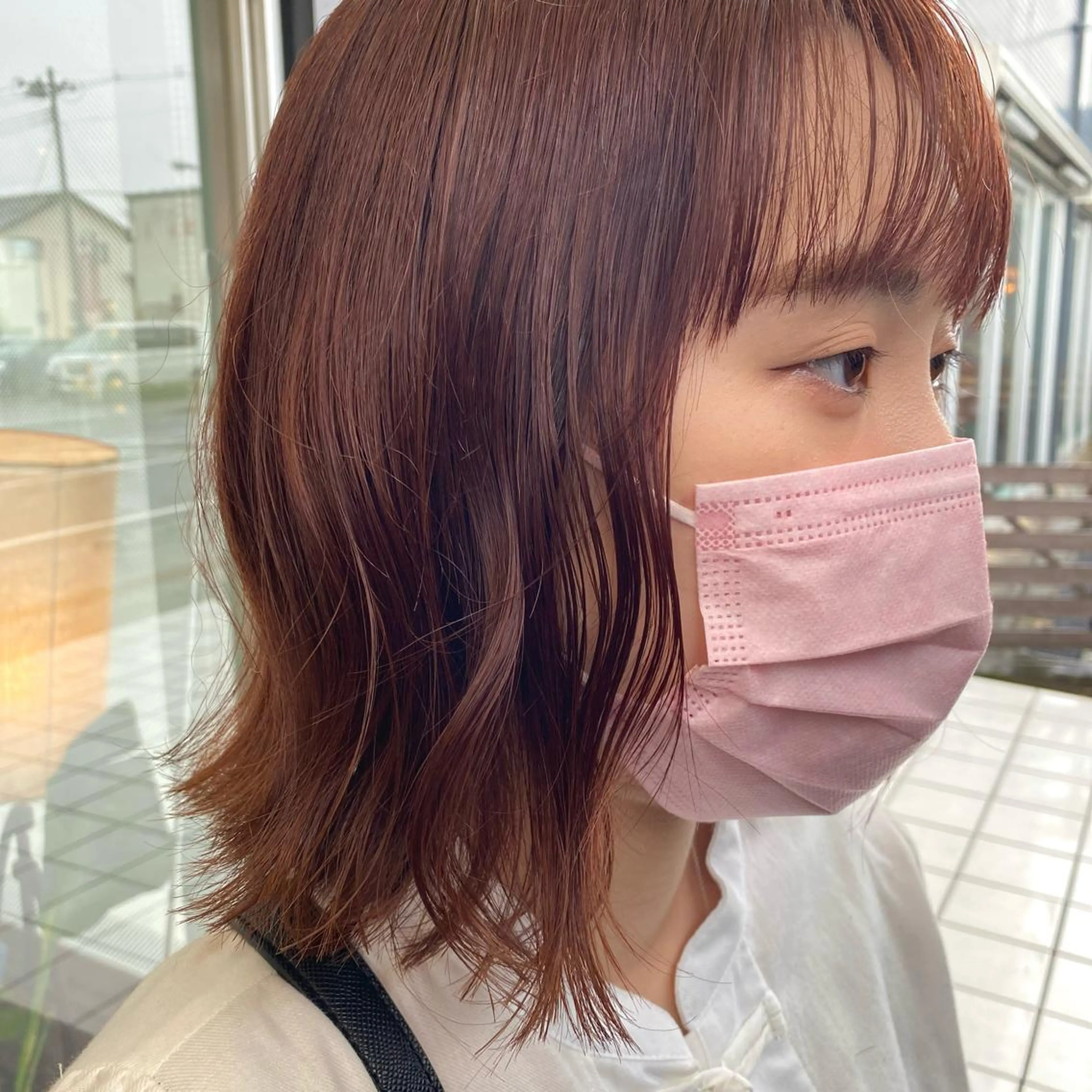 ミディアム カラー ベージュカラー ピンクカラー ピンクベージュ カット ヘアカラー 高橋 舟太郎のヘアスタイル