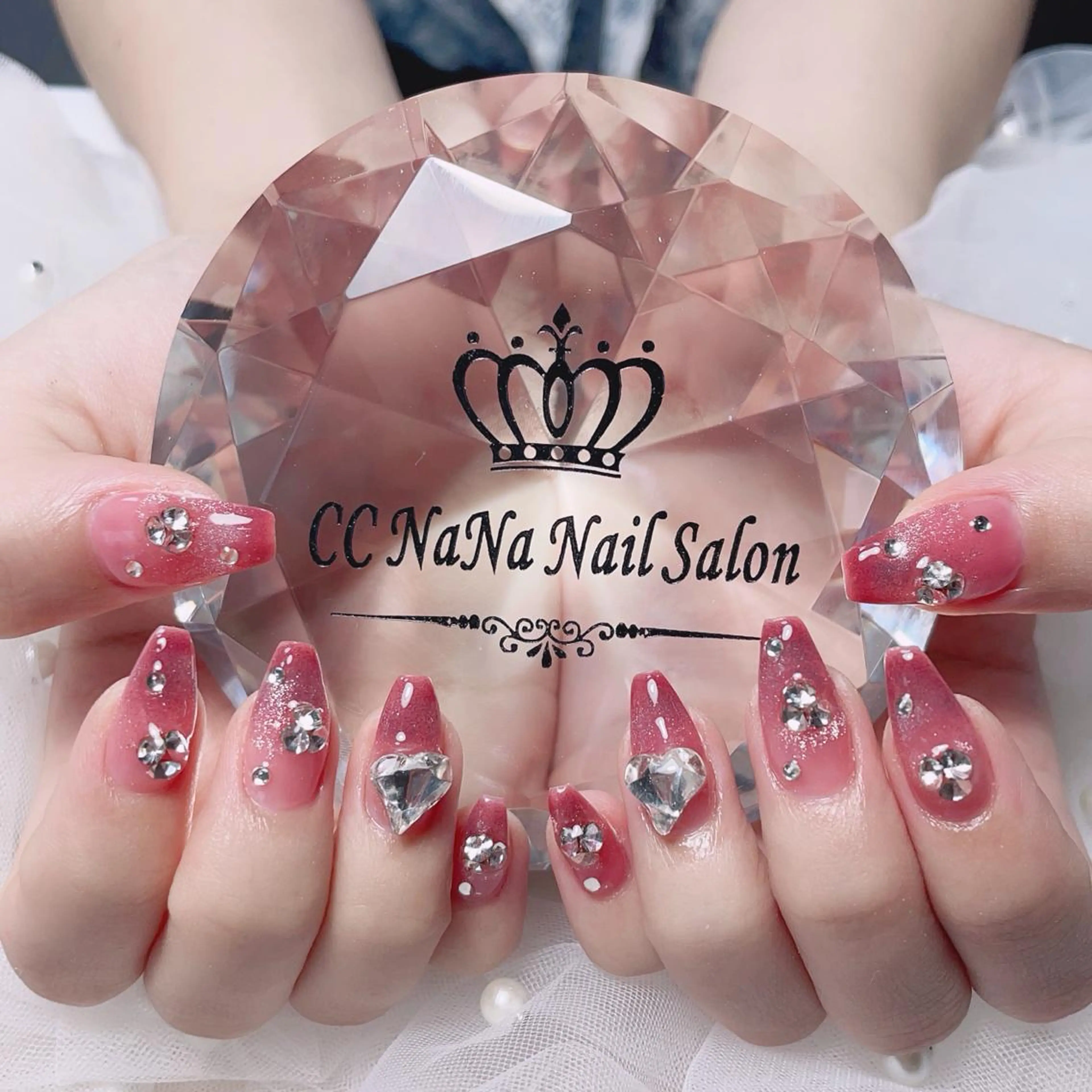 ネイル チークネイル フラッシュネイル ジェルネイル ハート キラキラネイル ハンドネイル CCNaNaスカルプ 長さだし専門💎Yoのネイルデザイン