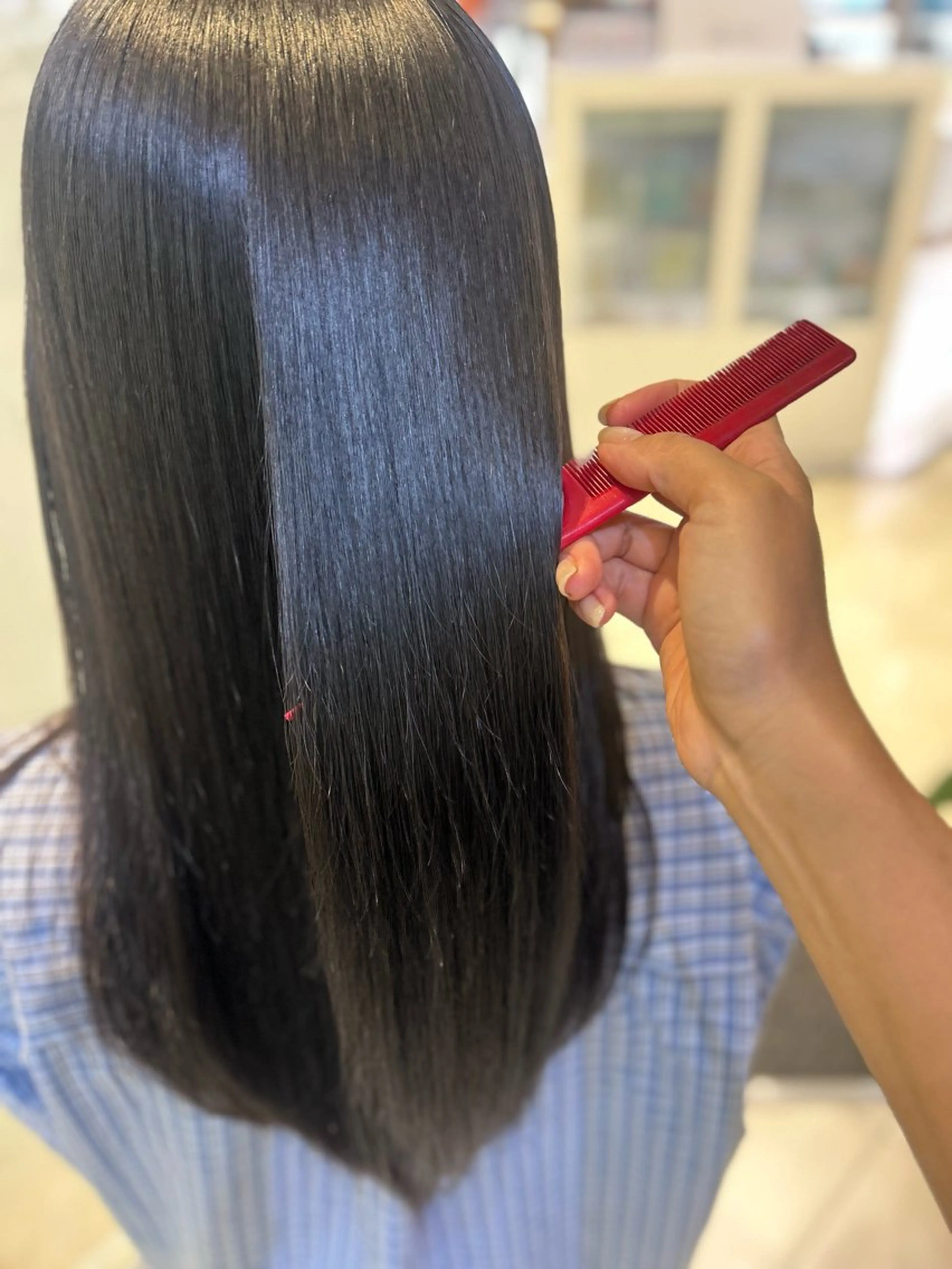 セミロング パーマ カット 縮毛矯正 艶質改善/縮毛矯正 ササキナツミのヘアスタイル