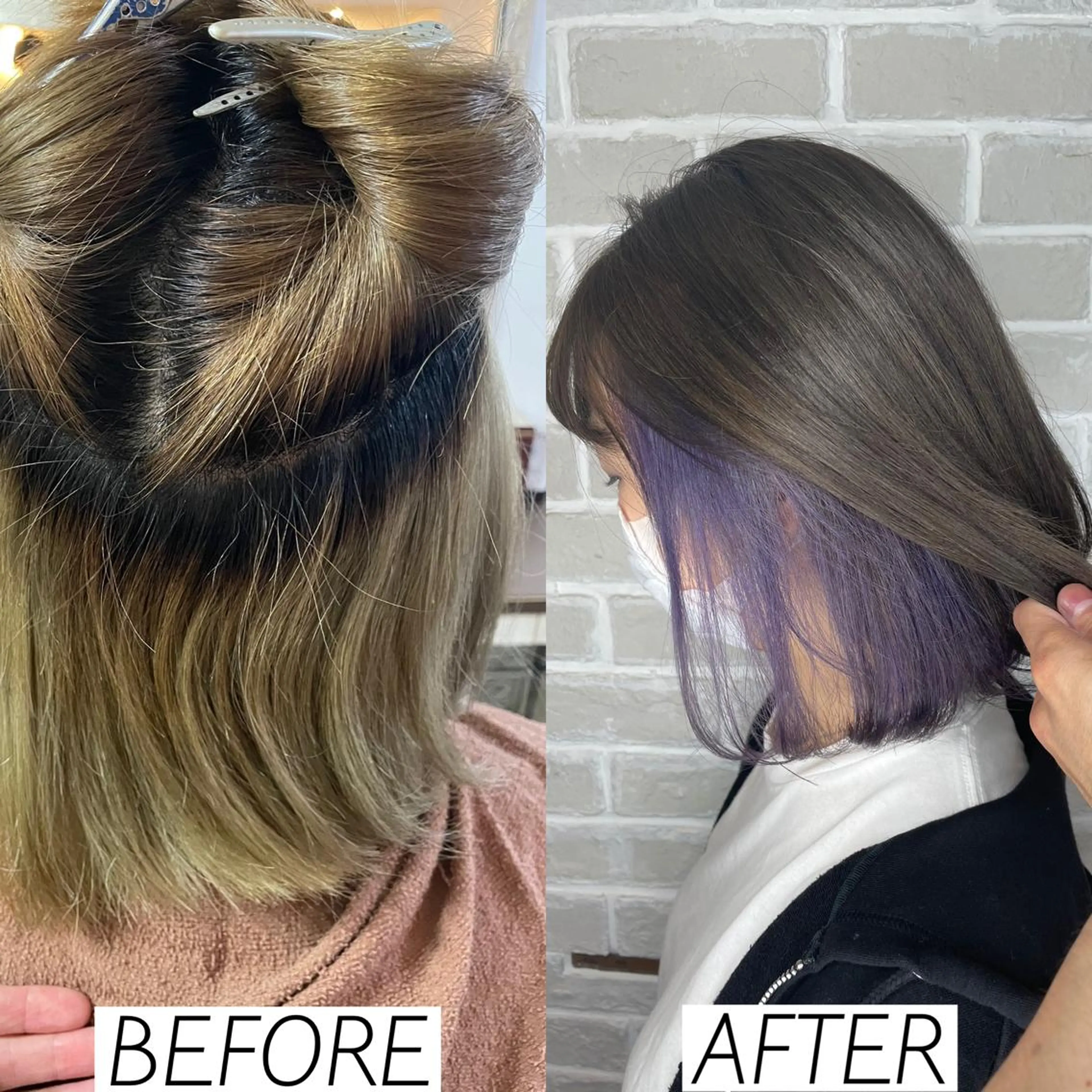 ショート カラー ブリーチ インナーカラー ラベンダーカラー カット ヘアカラー トリートメント 森田 一平のヘアスタイル