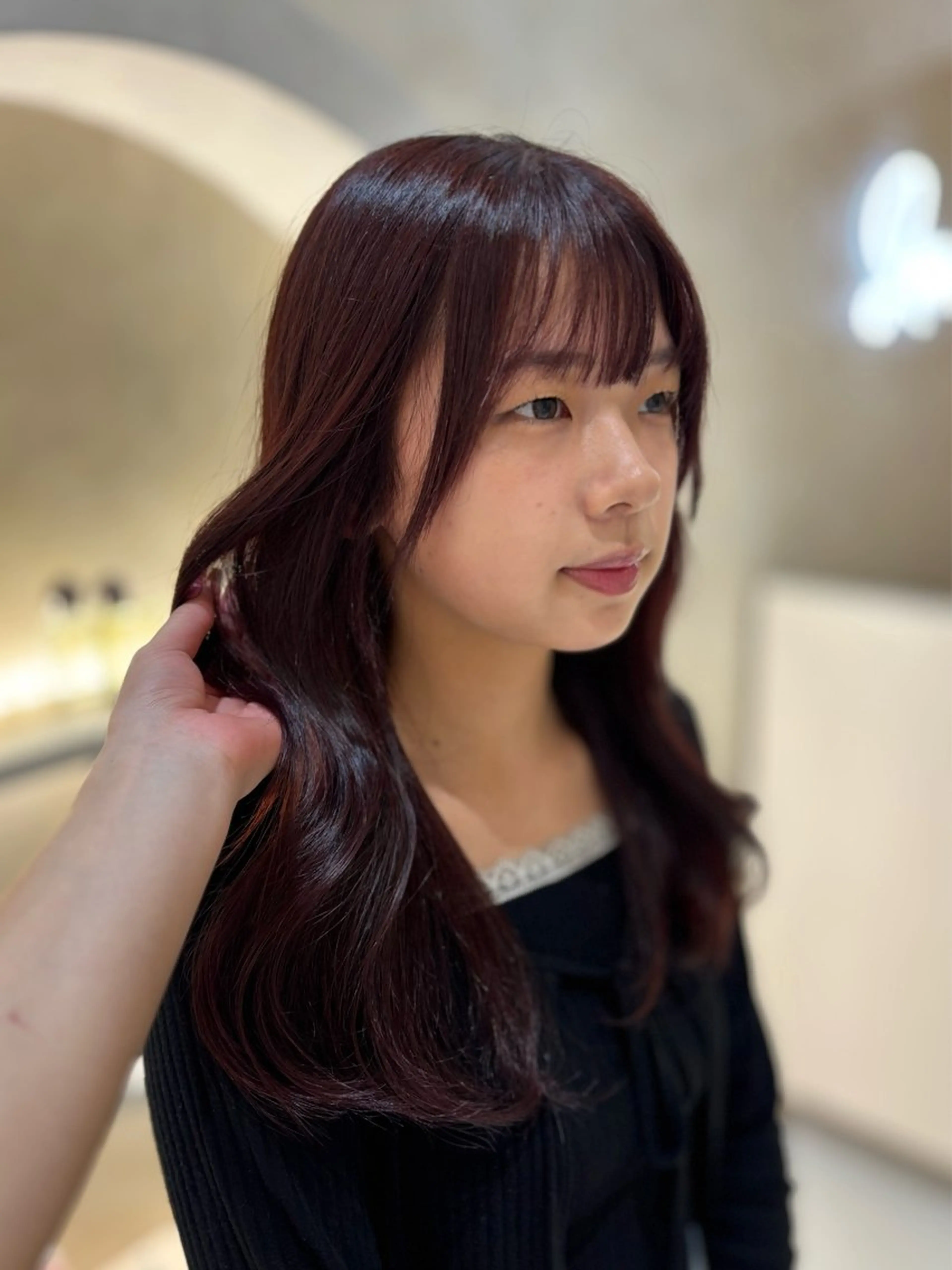 ロング ヘアカラー トリートメント りほ/顔周りカット/ レイヤーカットのヘアスタイル