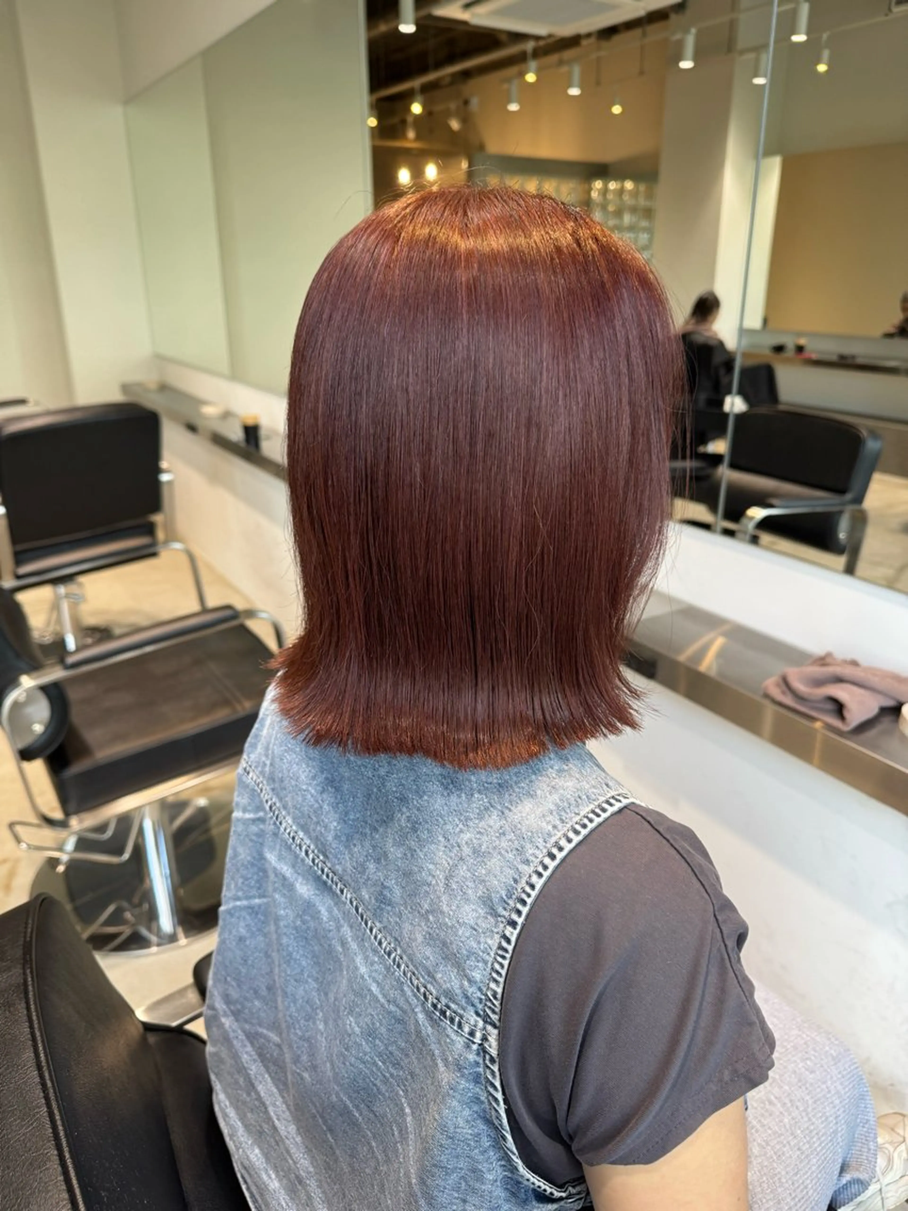 ミディアム オレンジブラウン カット ヘアカラー トリートメント ボブウルフ／ボブ Satsuki【名駅のヘアスタイル