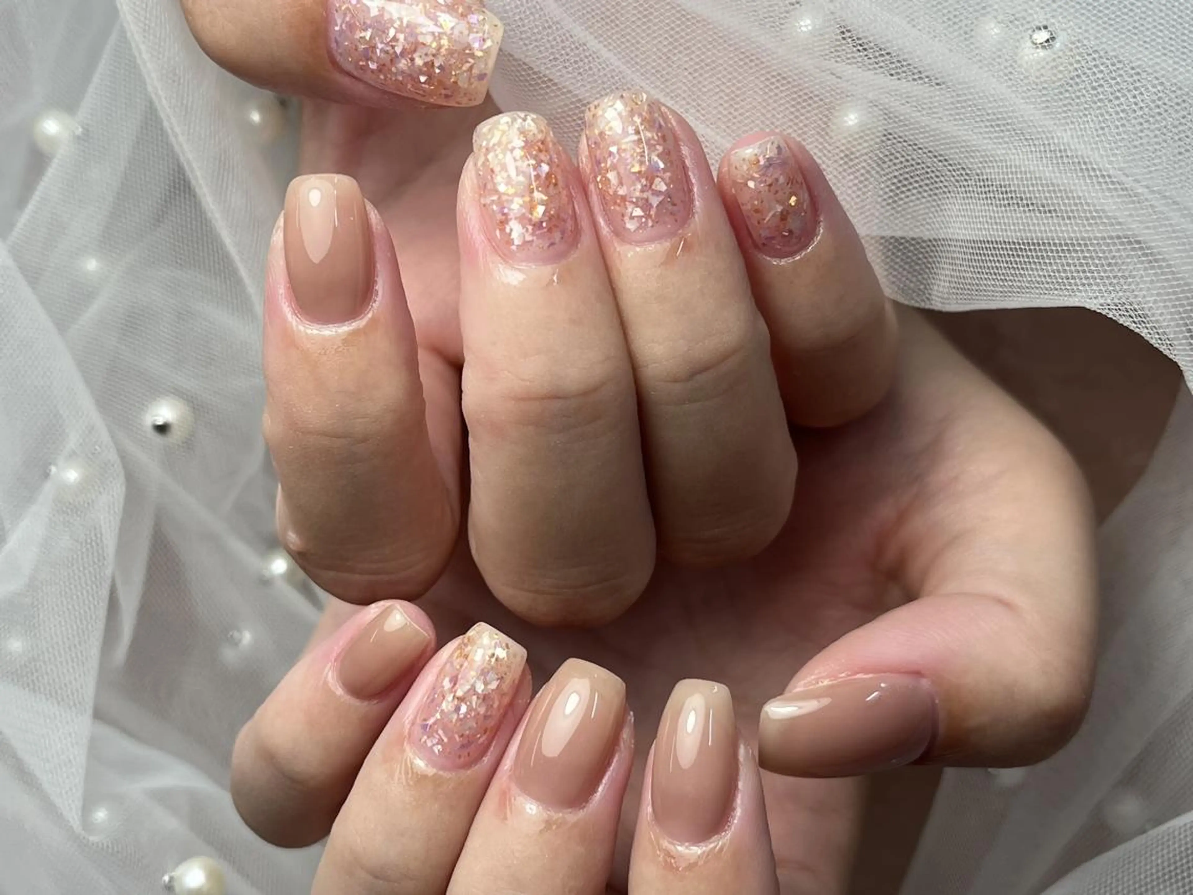 ネイル ホログラムネイル オフィスネイル シンプルネイル ハンドネイル ToliyDeliy Nail Salonのネイルデザイン