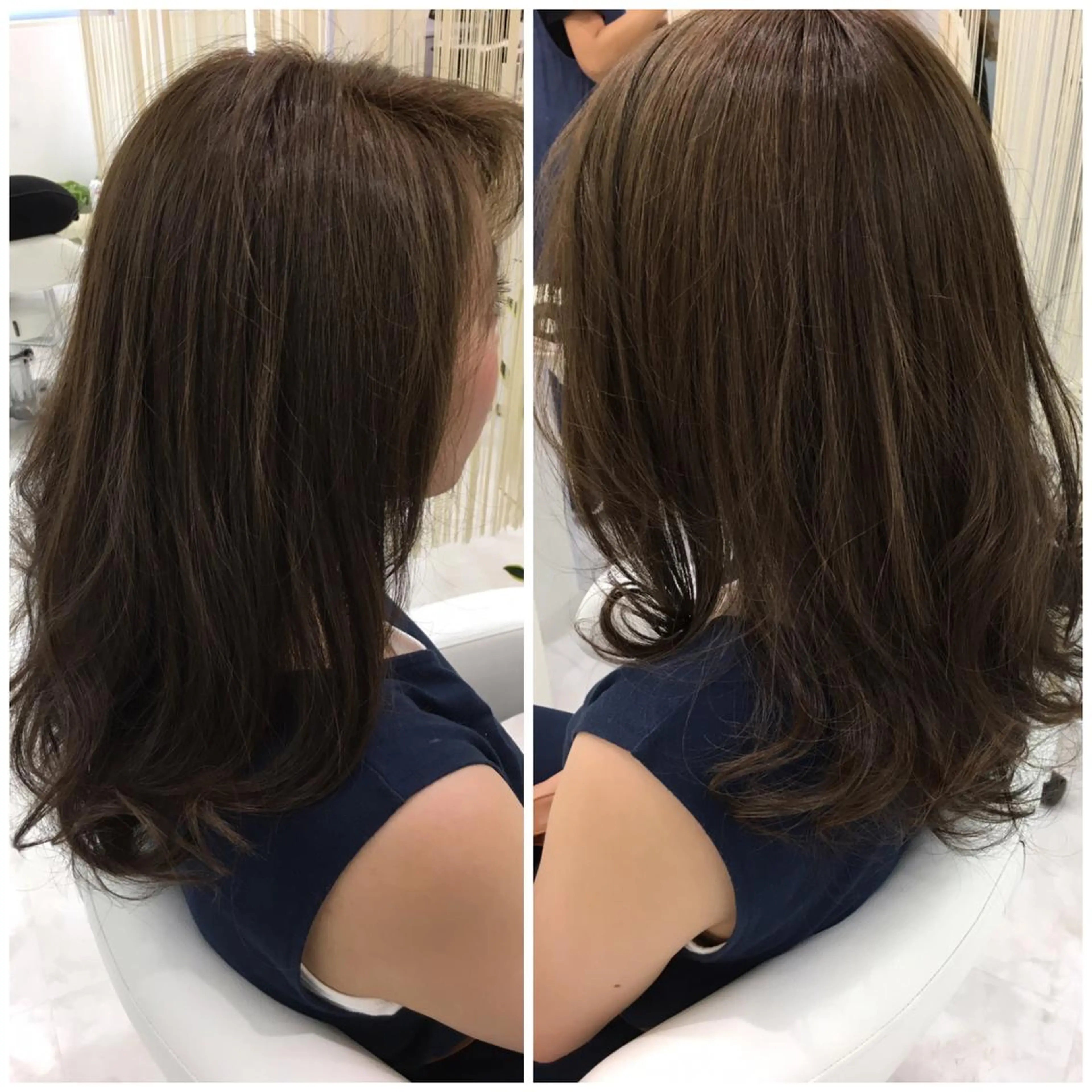 セミロング カラー ブリーチ グレージュ ブリーチなしカラー 佐藤 祥太のヘアスタイル