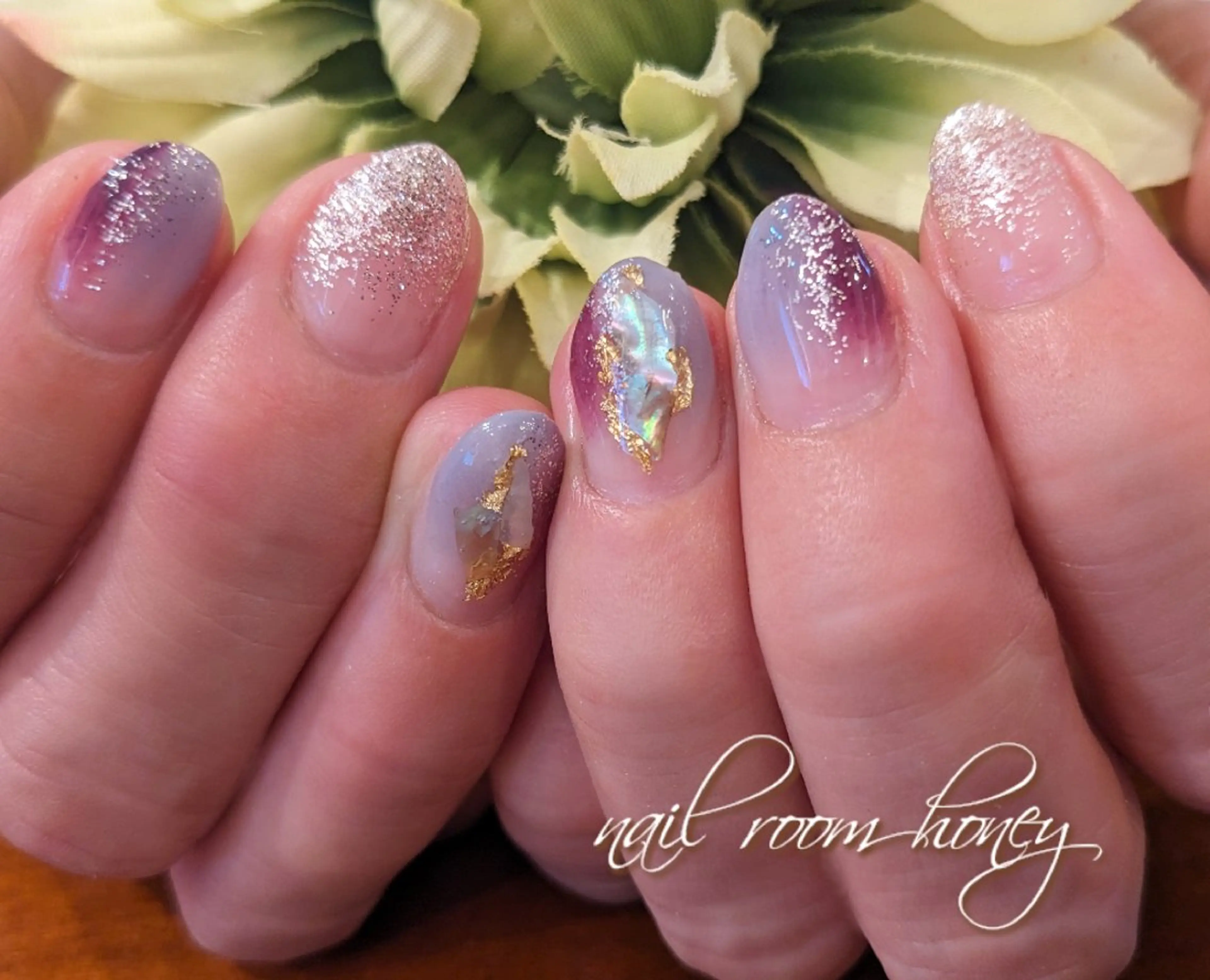 ネイル ラメ(グリッター) パープル nail room  honeyのネイルデザイン