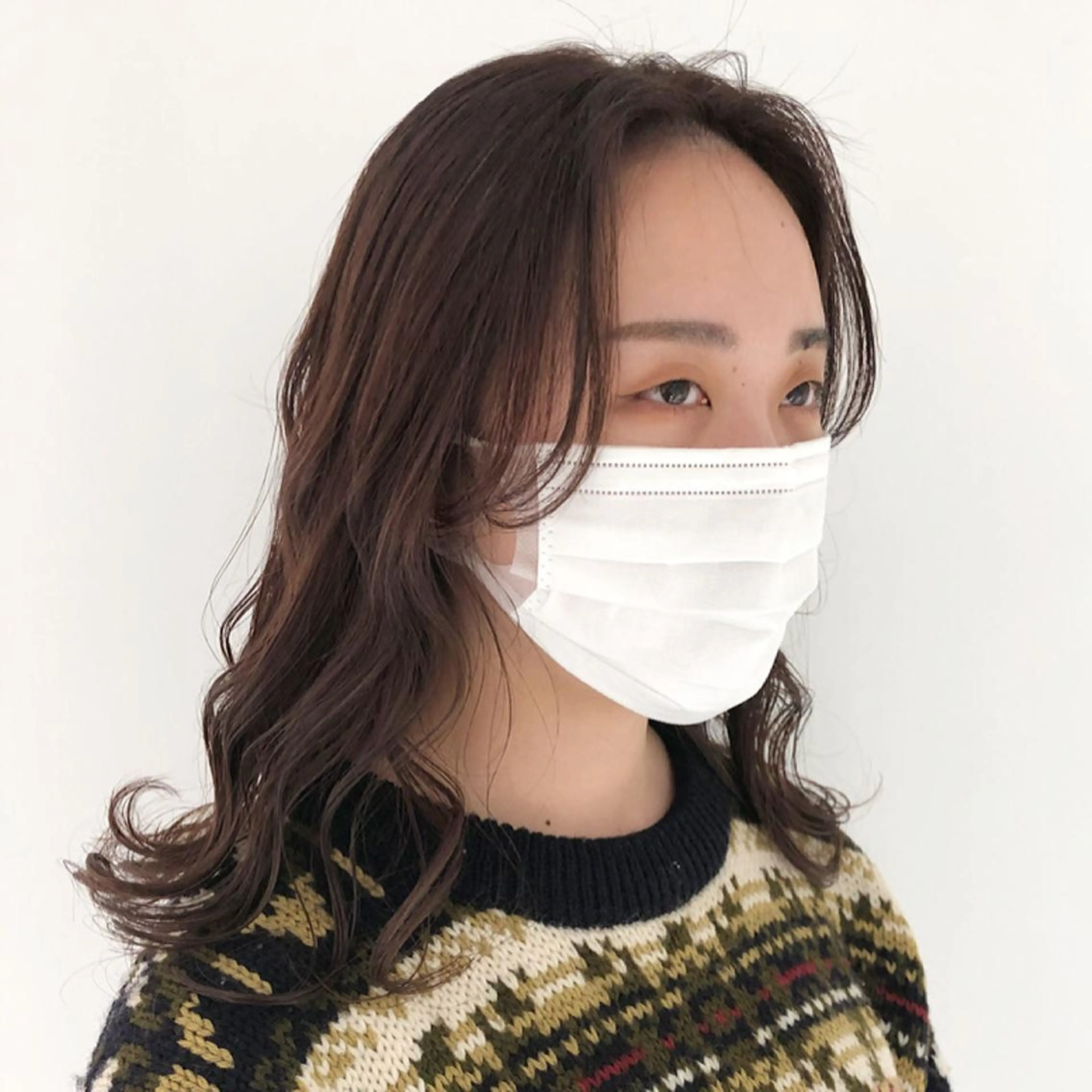 セミロング カラー ベージュカラー オレンジ オレンジベージュ 古屋 花織のヘアスタイル