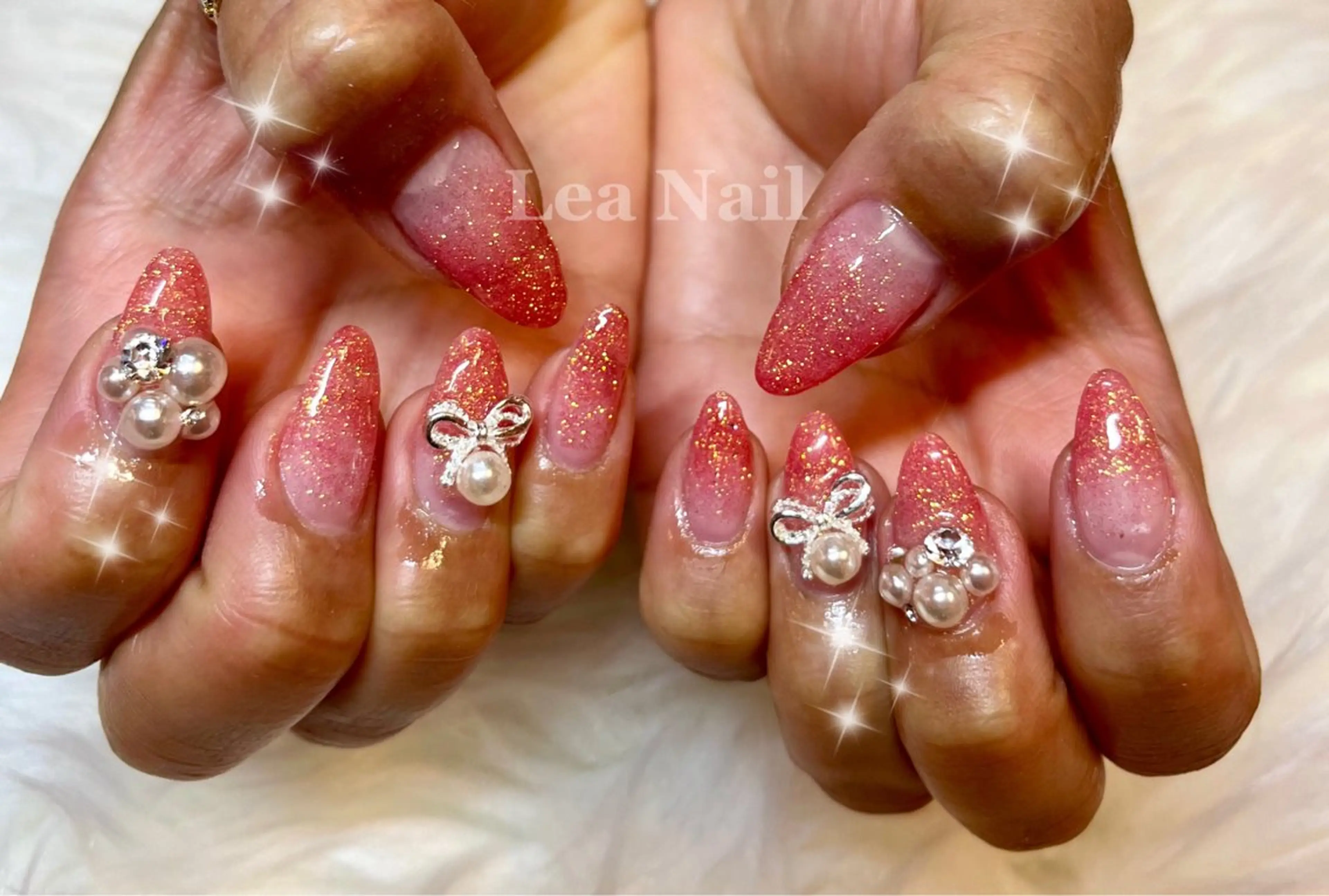 ネイル グラデーション リボン Lea Nailのネイルデザイン