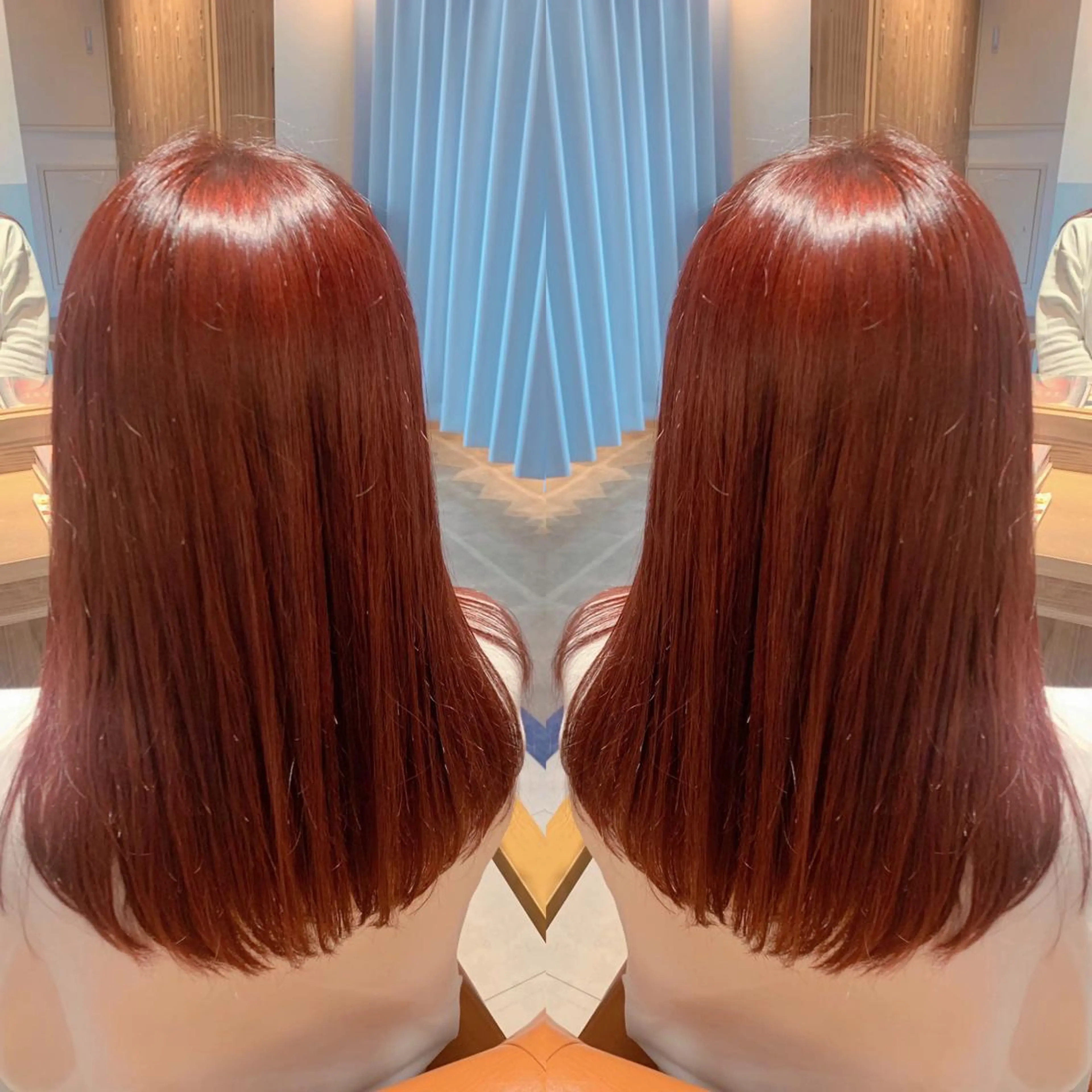 ロング カラー レッドカラー 韓国🇰🇷 ✂︎hair 内田愛のヘアスタイル