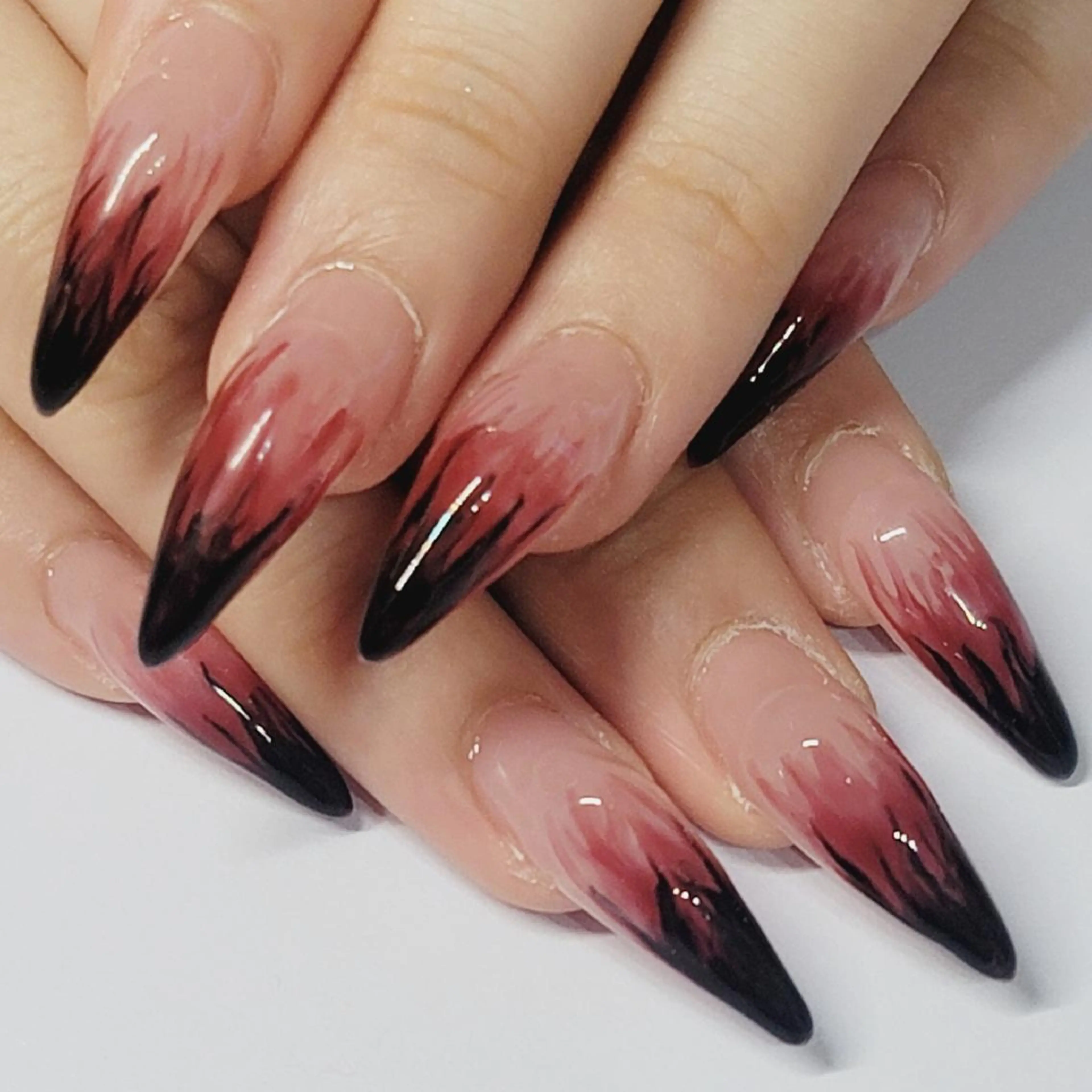 ネイル 大理石ネイル(マーブル) ワンカラーネイル 赤色 ハンドネイル よしだ ひろきのネイルデザイン