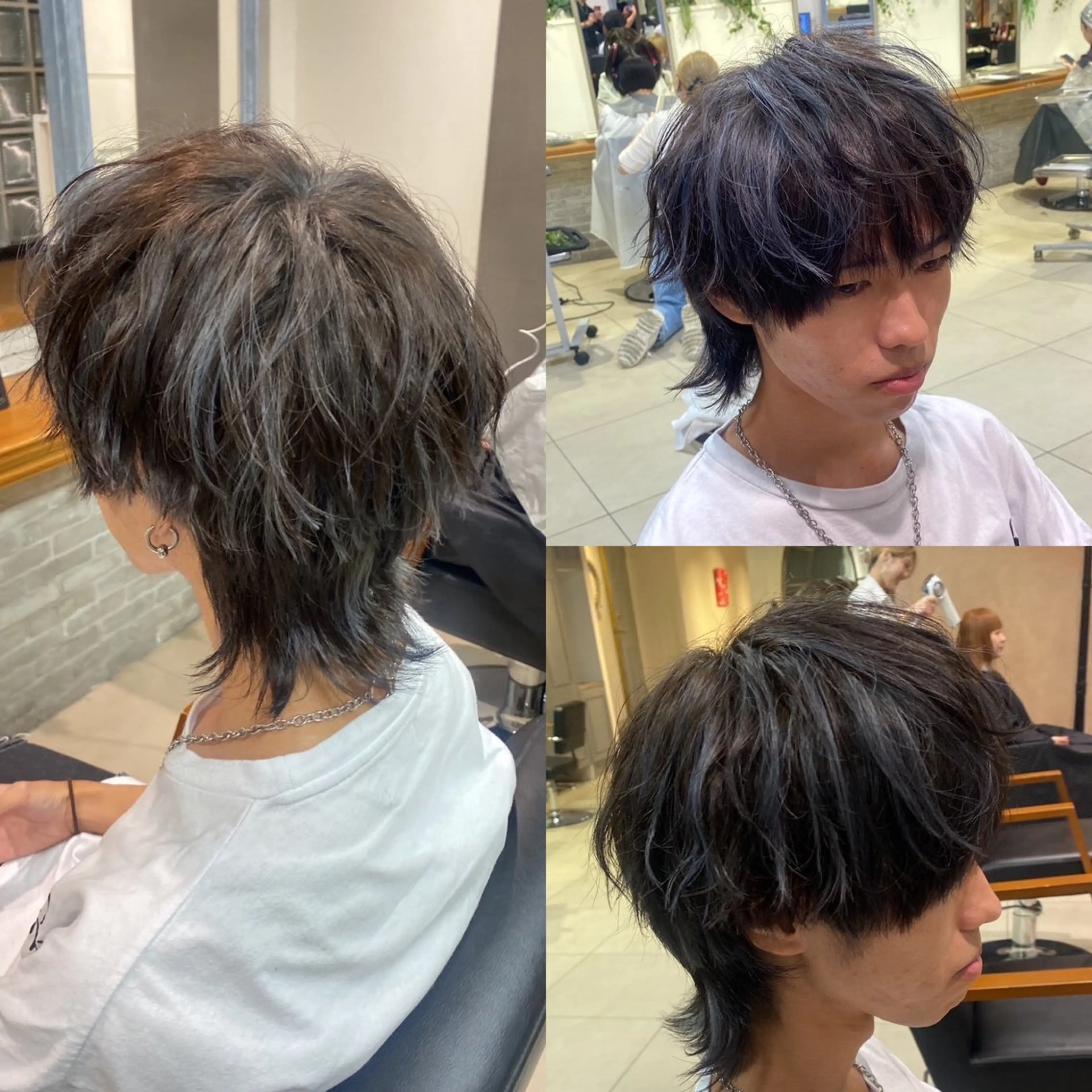 メンズ マッシュウルフ マッシュ メンズウルフカット ウルフカット 顔周りカット/レイヤ ーカット透明感カラーのヘアスタイル