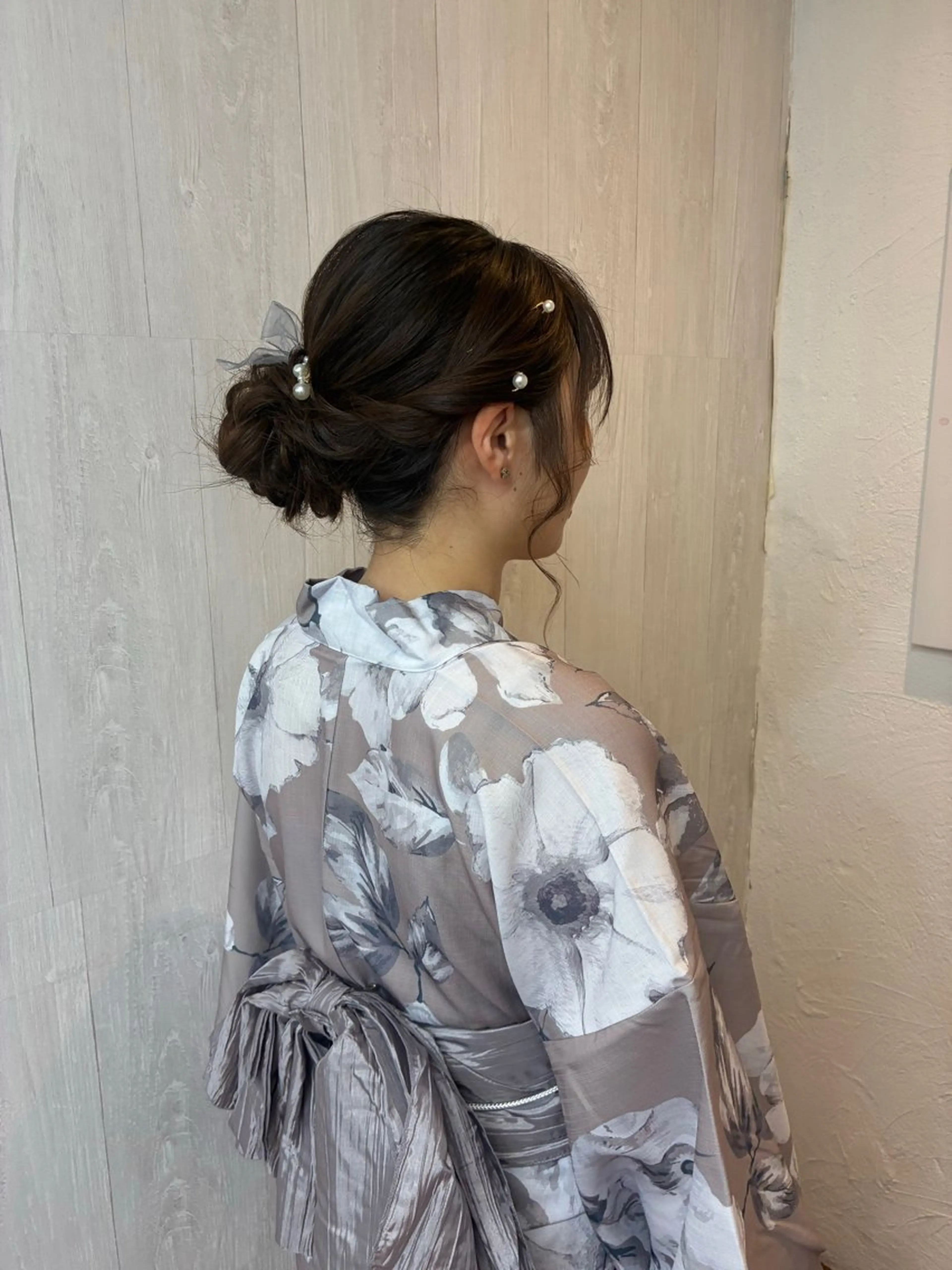 ヘアアレンジ ハーフアップ 着付け GLOSS 心斎橋 山上のヘアスタイル